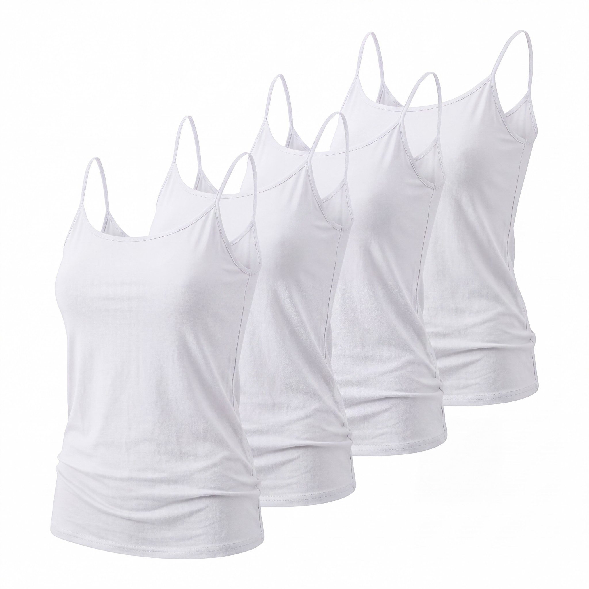 OriginalYou Trägertop Sommertop 4er Set Damen Spaghettiträger-Top Basic Shirt in Unifarben, mit Rundhalsausschnitt