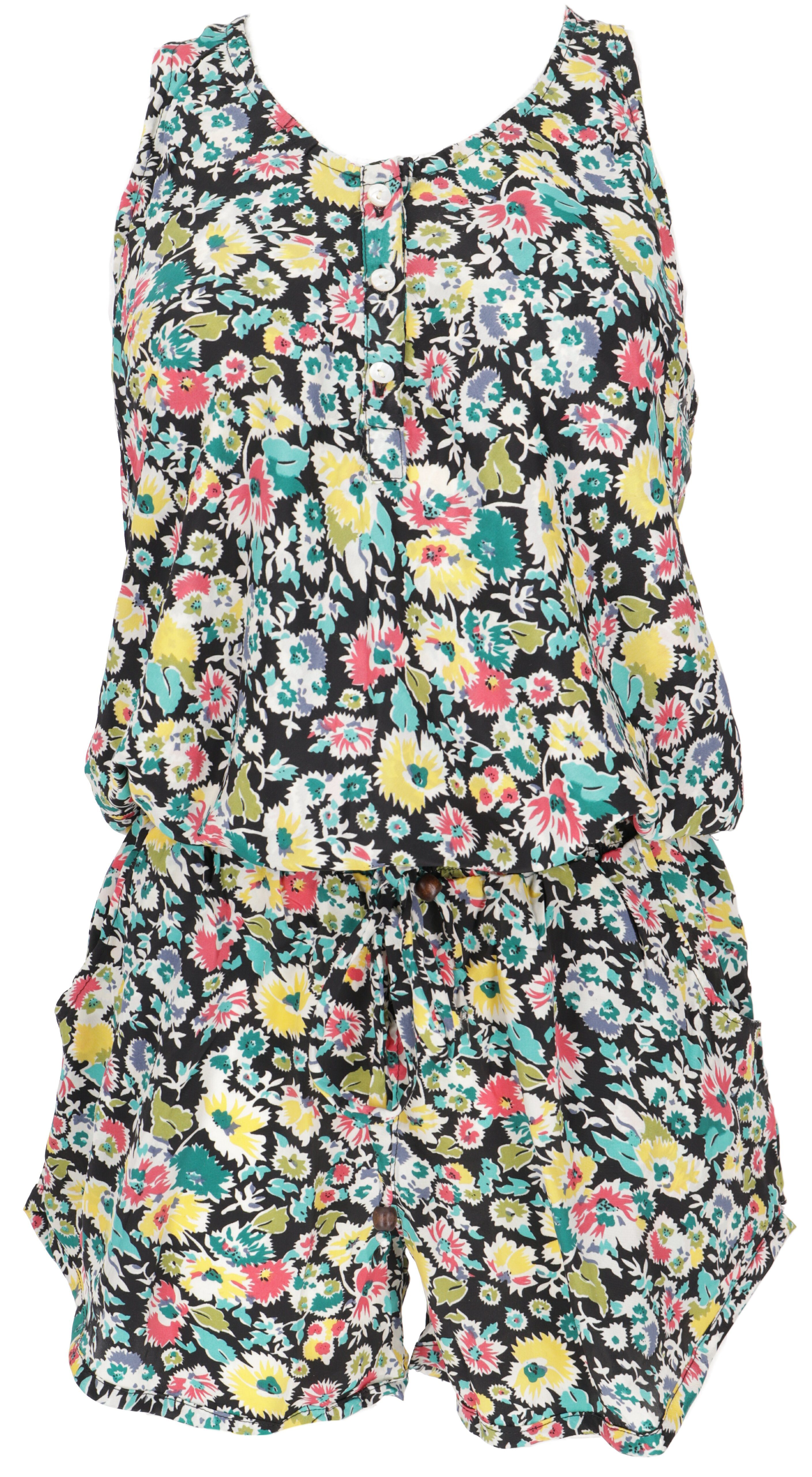 Guru-Shop Hose & Shorts Kurzer luftiger Overall im Hippiestyle,.. alternative Bekleidung