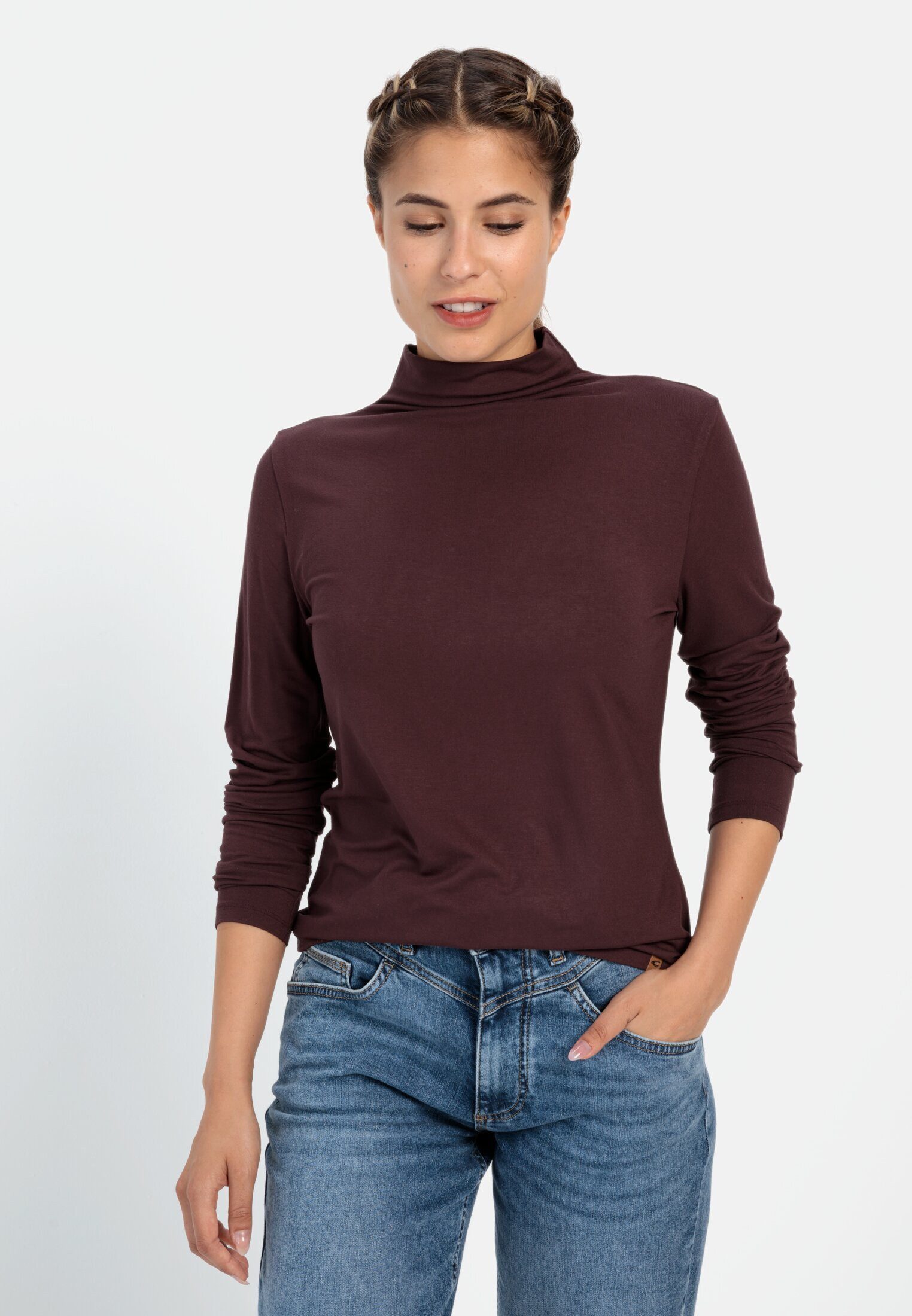 camel active Langarmshirt mit Rollkragen Langarm Rollkragen