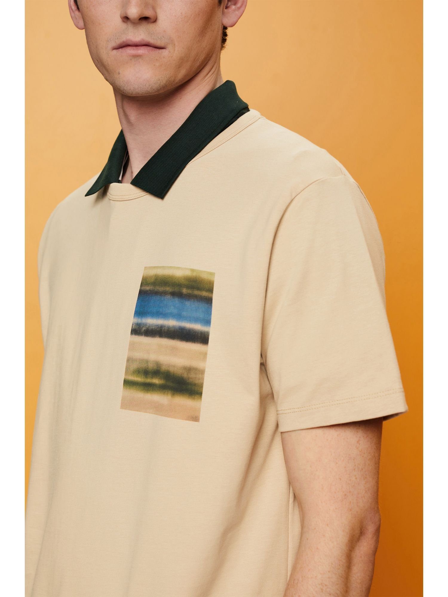 Esprit Collection T-Shirt Rundhals-T-Shirt, Baumwolle % SAND 100 (1-tlg)