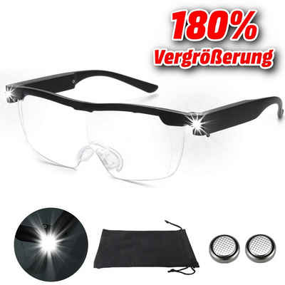 Olotos Lupenbrille LED Vergrößerungsbrille Leselupe Lesebrille Brille Lupe Vergrößerung, 180% Vergrößerung mit Stoffetui