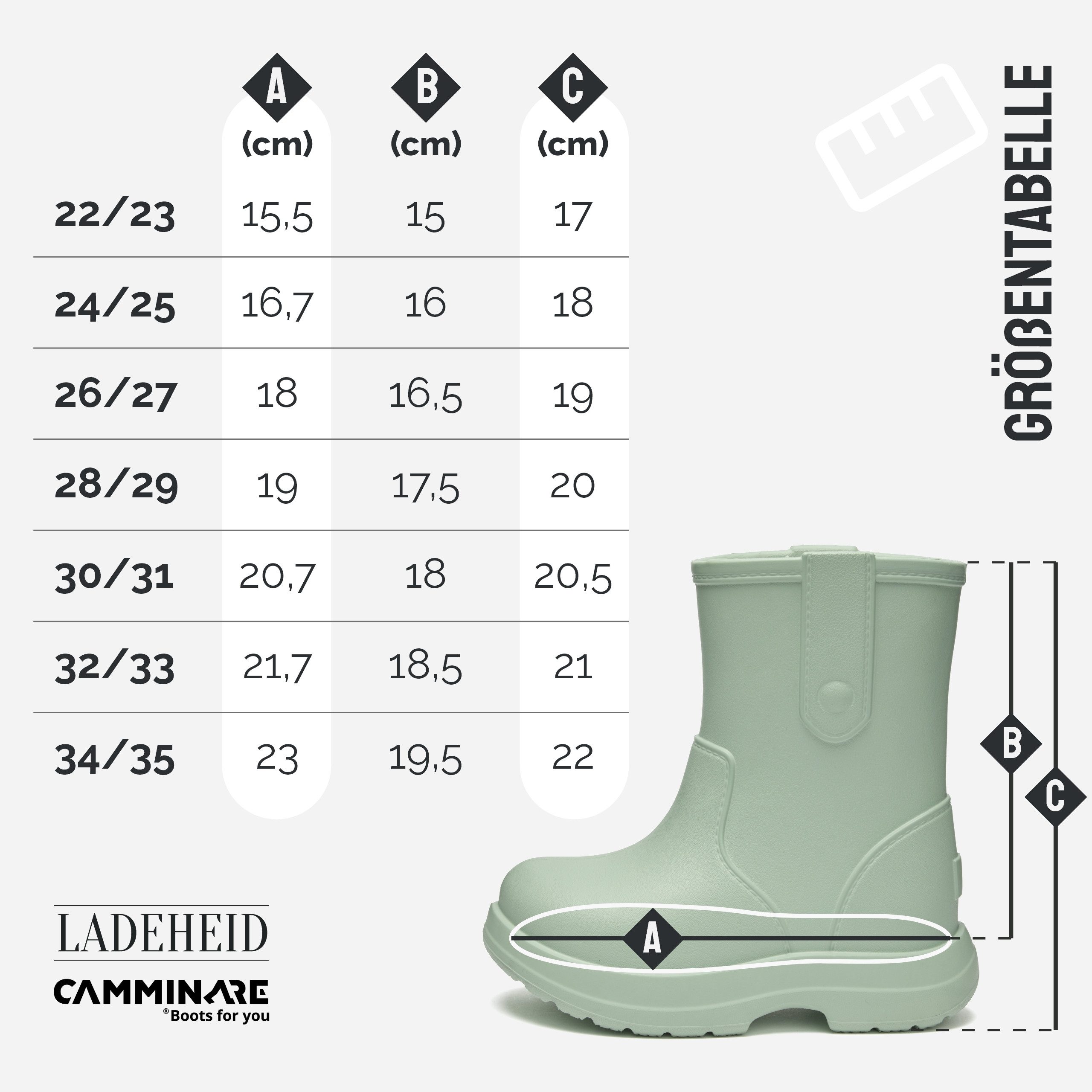 Ladeheid x Camminare Kinder aus leichtem EVA wasserdicht mit Design LA-CA-18 Gummistiefel
