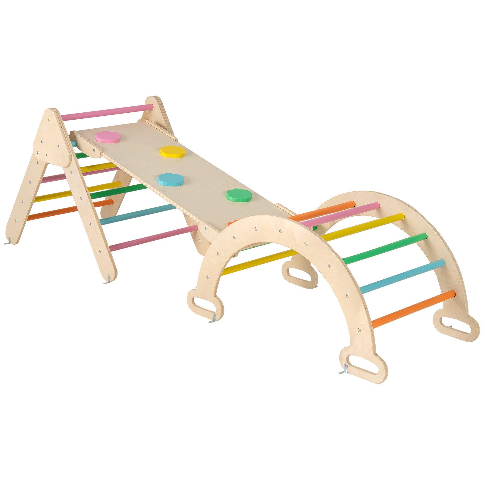 COSTWAY Klettergerüst, (3-St), Multifunktionales, zum Klettern, Rutschen und Wippen