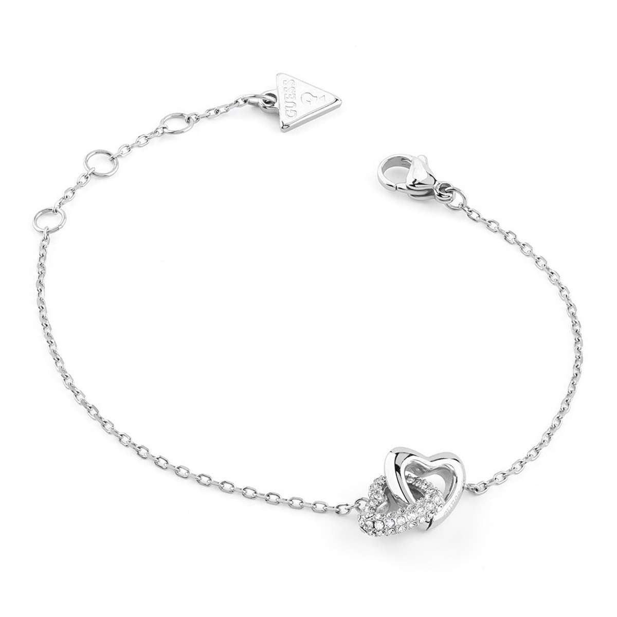 Guess Edelstahlarmband JUBB06014JWRHS, für Damen Herzen Silberfarben