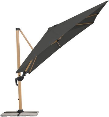 Schneider Schirme Ampelschirm Rhodos Twist Woody, LxB: 300x300 cm, mit Schutzhülle und Schirmständer, ohne Wegeplatten