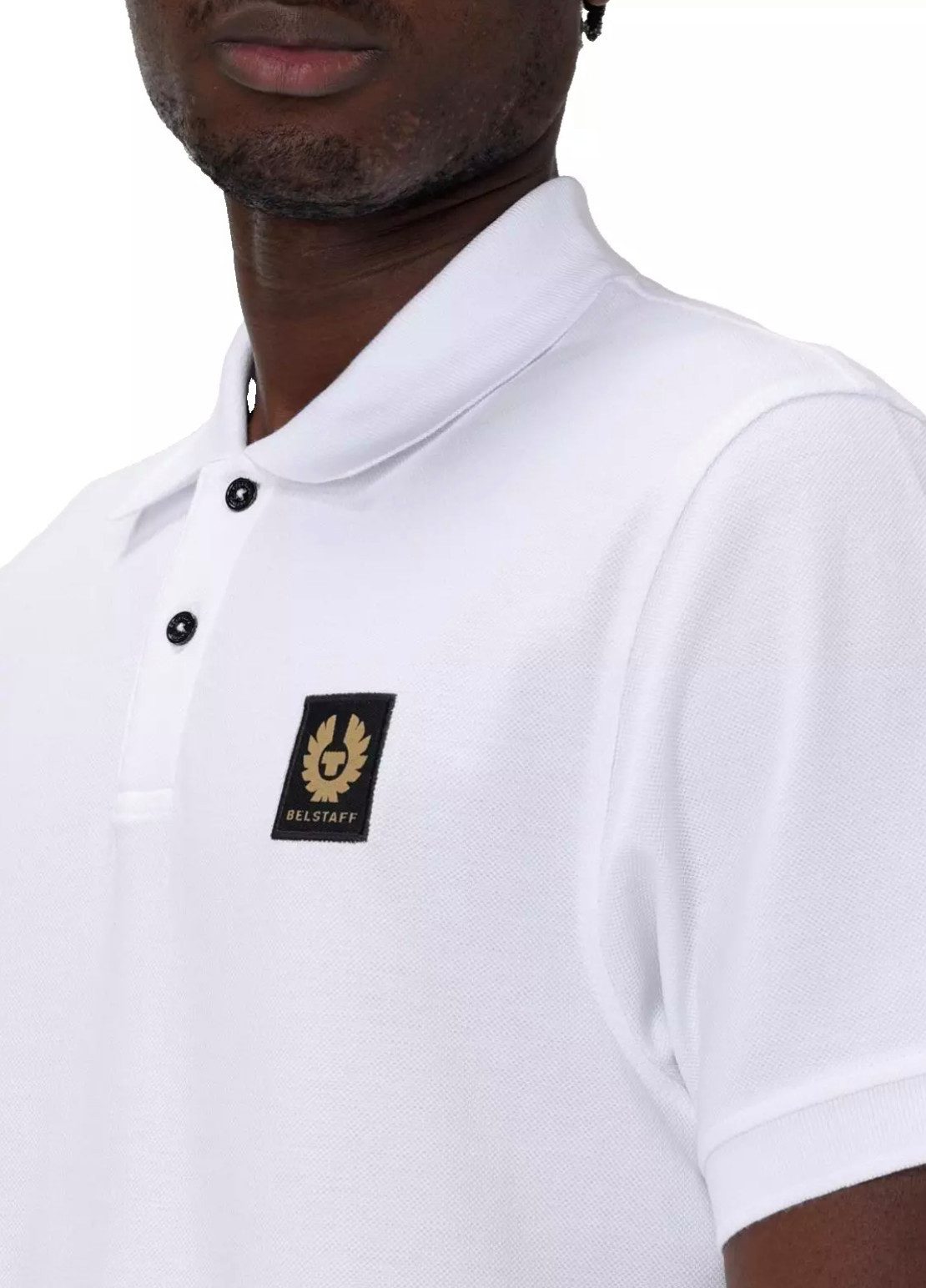 Belstaff Poloshirt Herren Retro Patch Regular Comfort Fit Baumwollpiqué Gestickter Phönix-Aufnäher, Rippkragen und bündchen