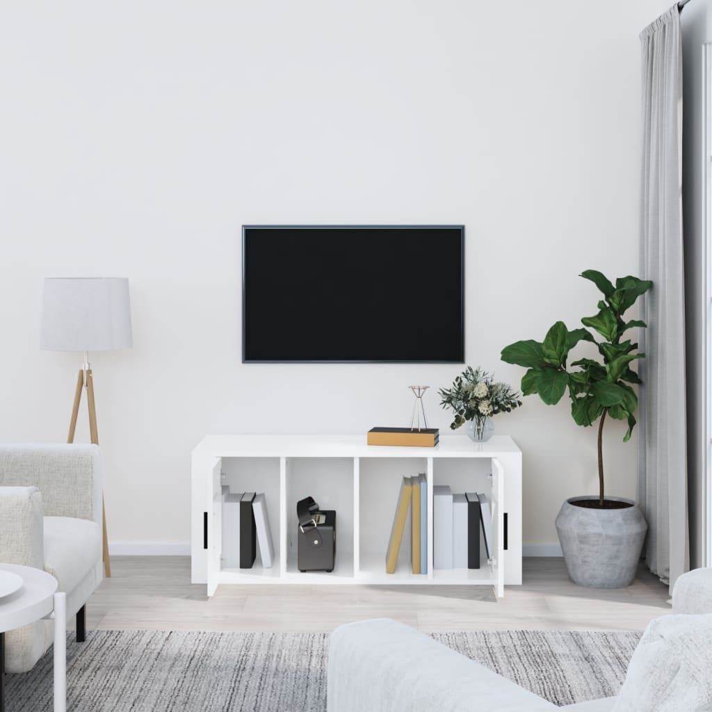 vidaXL TV-Schrank TV-Schrank Hochglanz-Weiß 100x35x40 cm günstig online kaufen