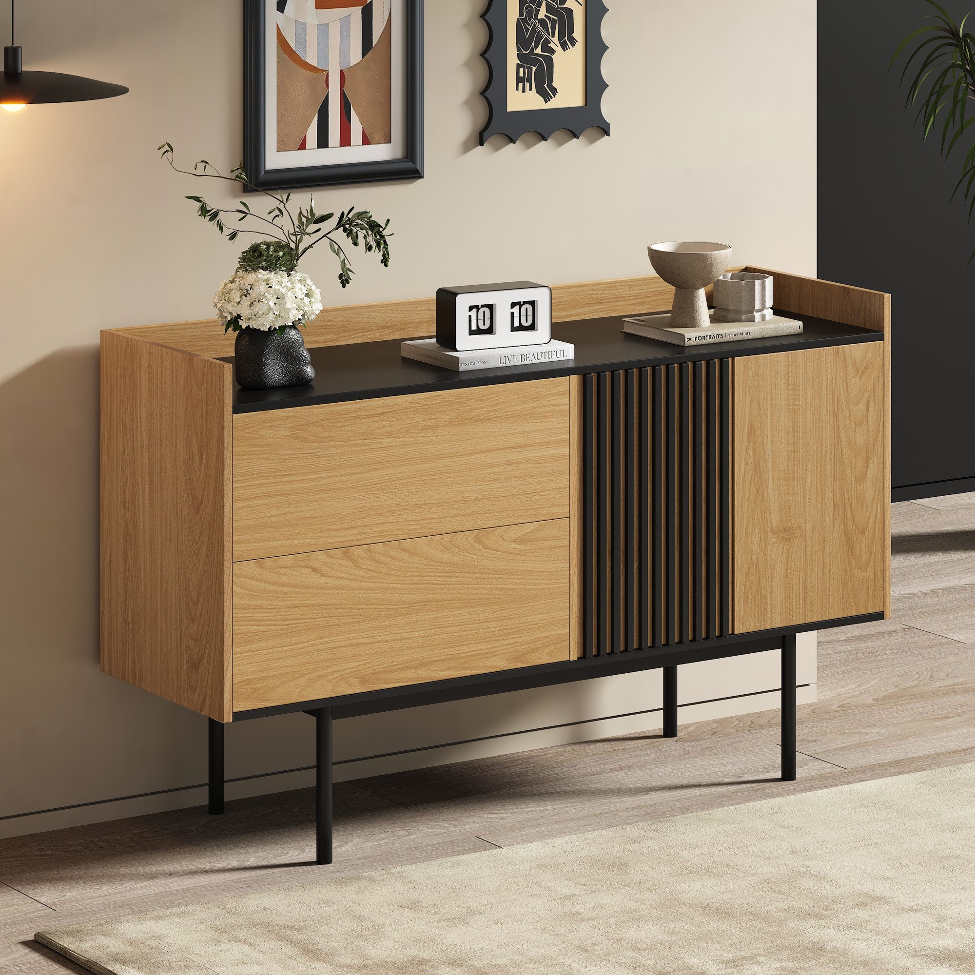 OKWISH Sideboard Moderne Küchenschrank,mit 2 Schubladen günstig online kaufen