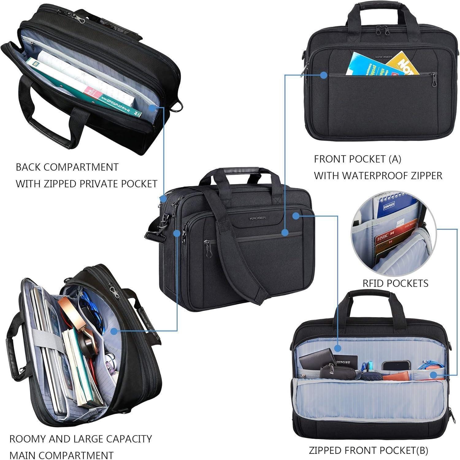 LuxusKollektion Laptoptasche Laptop Aktentasche 17,3 Zoll erweiterbar wasserabweisend – Bild 4 von 5