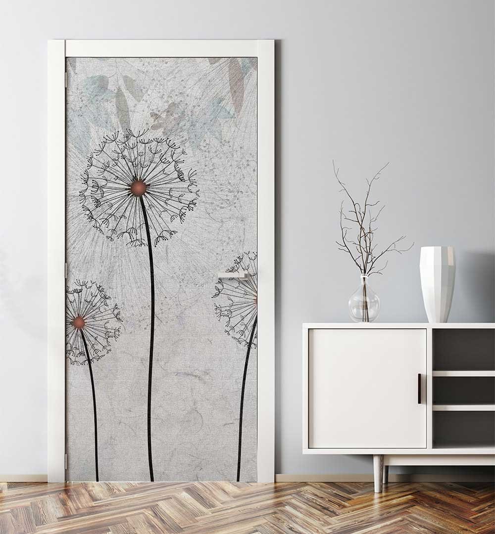 MyMaxxi Dekorationsfolie Türtapete Türposter Türfolie selbstklebend Auf ins Pusteblumenfeld, (Pusteblumenfeld, 1St.}, Klebefolie Tür aufgerollt), Selbstklebend