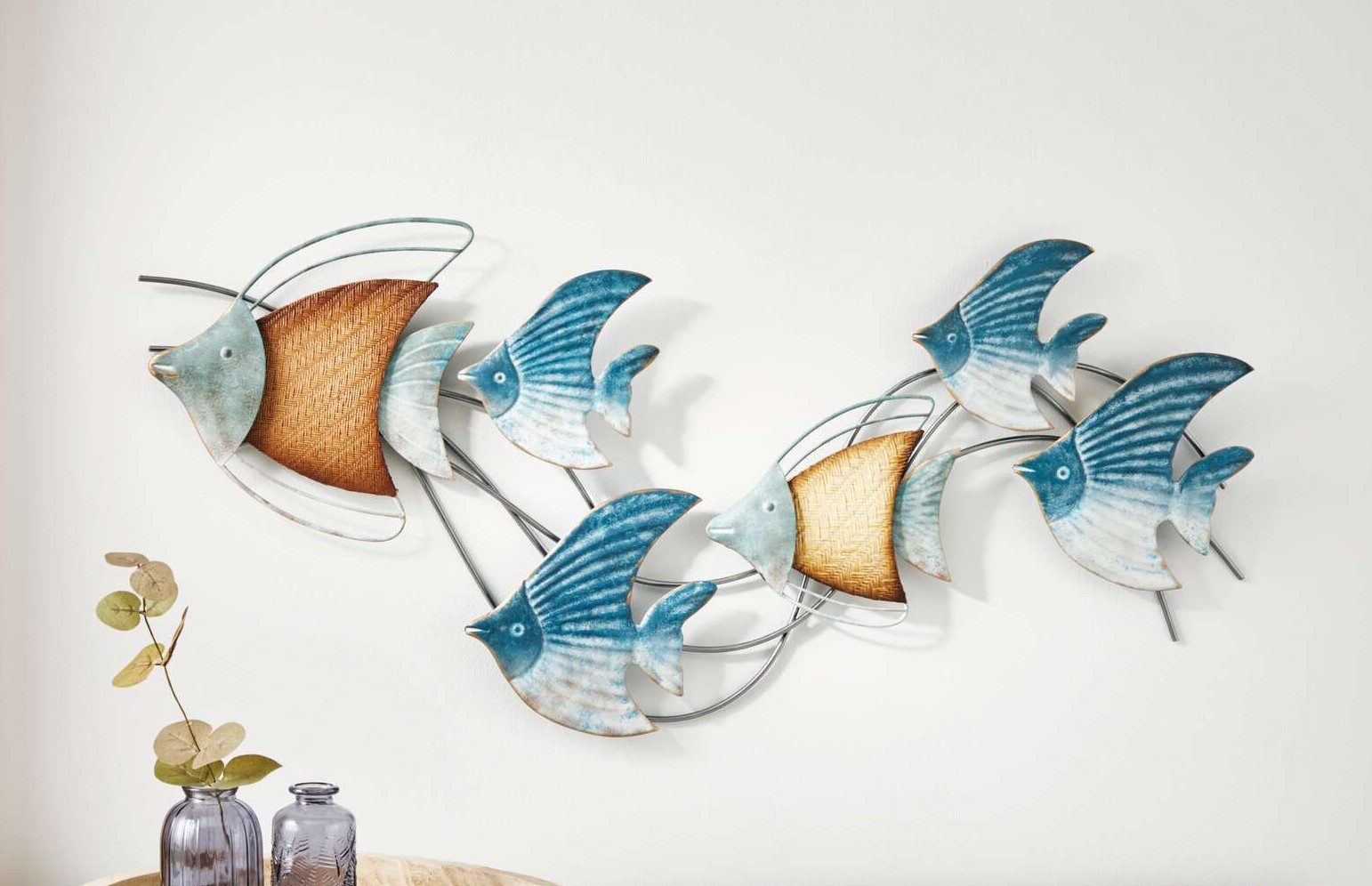 Dekoleidenschaft Wanddekoobjekt "Fischschwarm" 3D Wanddeko aus Metall, mari günstig online kaufen