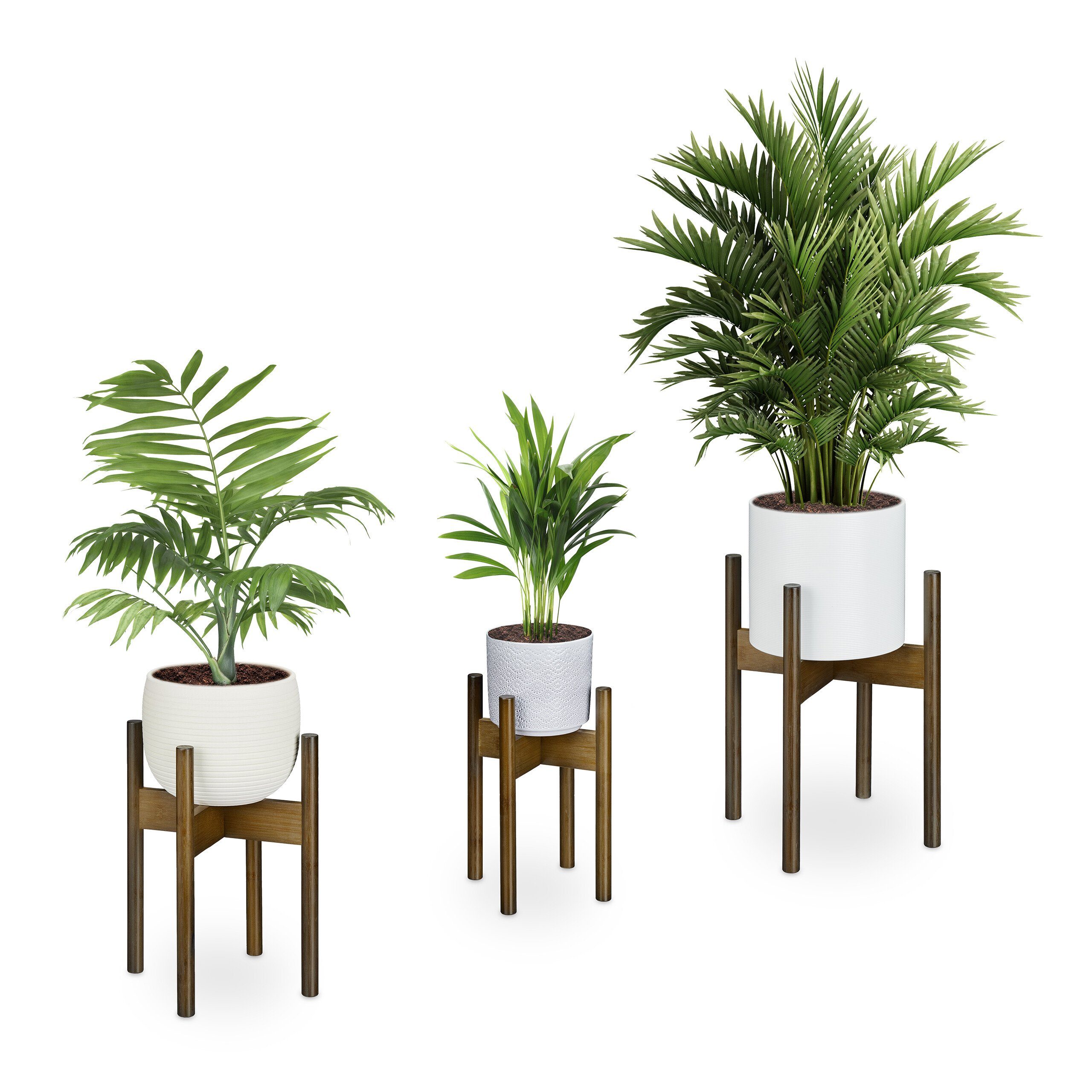relaxdays Blumenständer Pflanzenständer im 3er Set (3er Set), M / L / XL