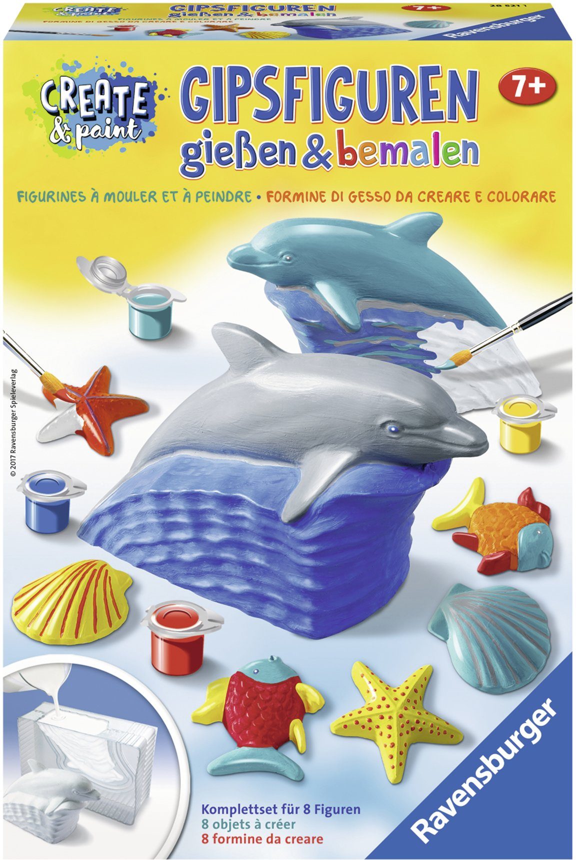 - Create Delfin, Kreativset Paint, für Wald FSC® & weltweit schützt tolle Ravensburger Gipsfiguren; - (Set),