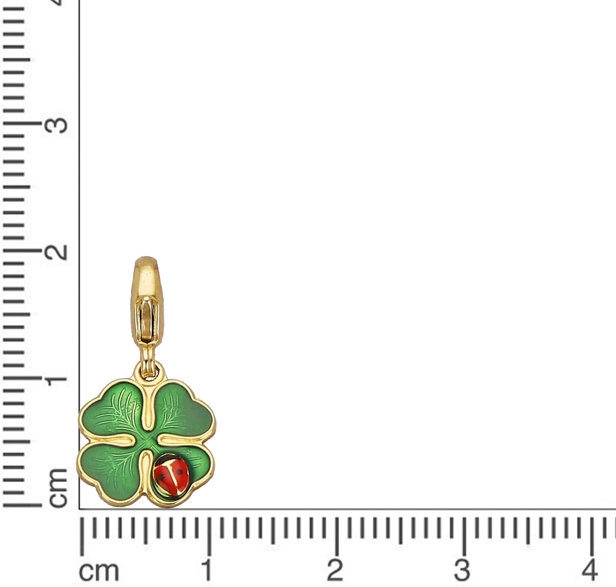 Firetti Charm-Einhänger Schmuck Geschenk Gold 375 Anhänger Charms Kleeblatt Marienkäfer, mit Lack