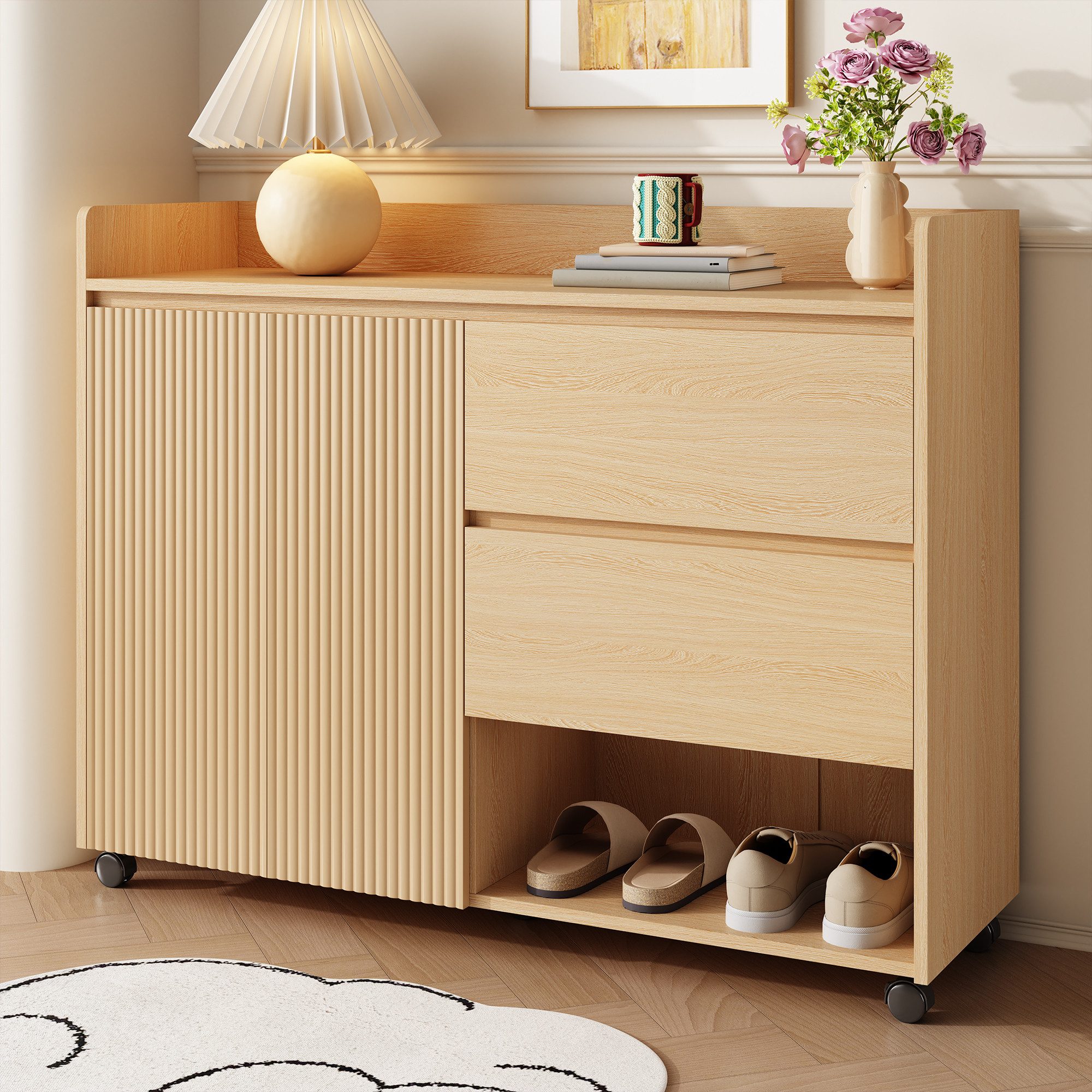 Fine Life Pro Vorratsschrank Mobiler Schuhschrank mit Rundkante & Dämpfungsscharniere