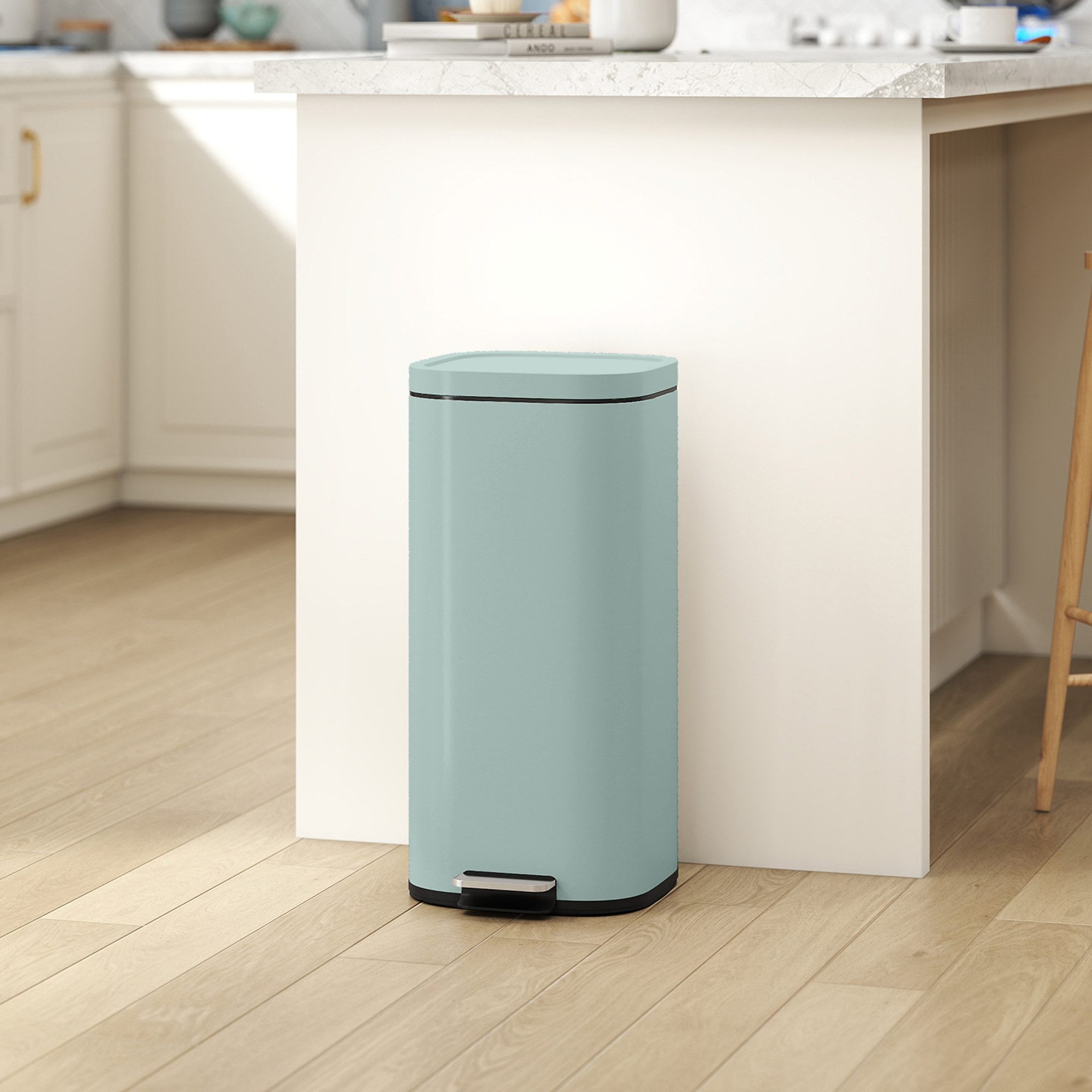 HOMCOM Mülleimer Kompakter Abfalleimer Pedaleimer mit Inneneimer, Soft-Close, Offenhalte-Funktion, 30L