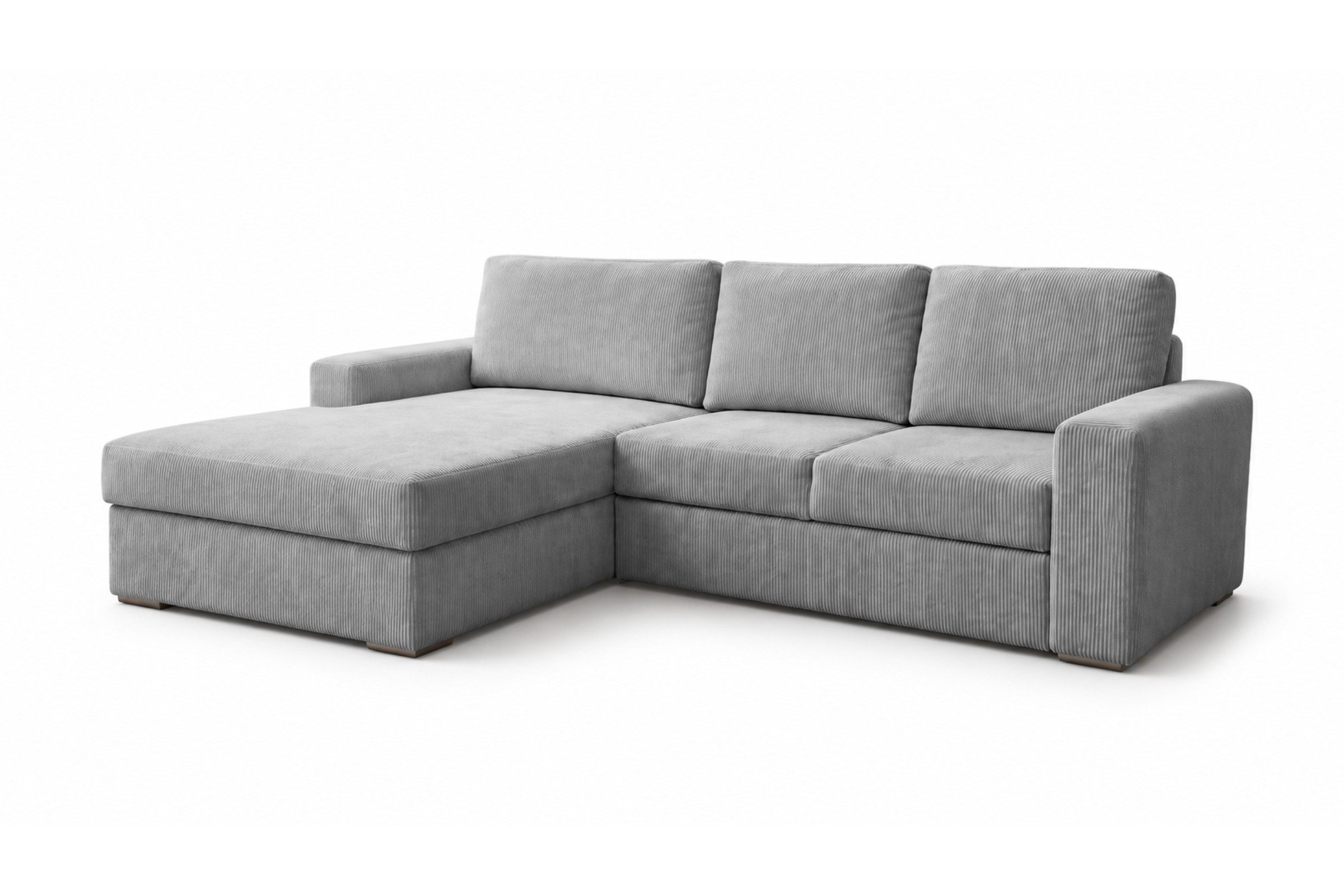 Deine Möbel 24 Ecksofa CORD XL 270 cm breit in Cord-Stoff Kuschelsofa, Ecksofa mit Ottomane 1 Teile, Weiches POSO Cord Ecksofa, tief, pflegeleicht, Eckcouch