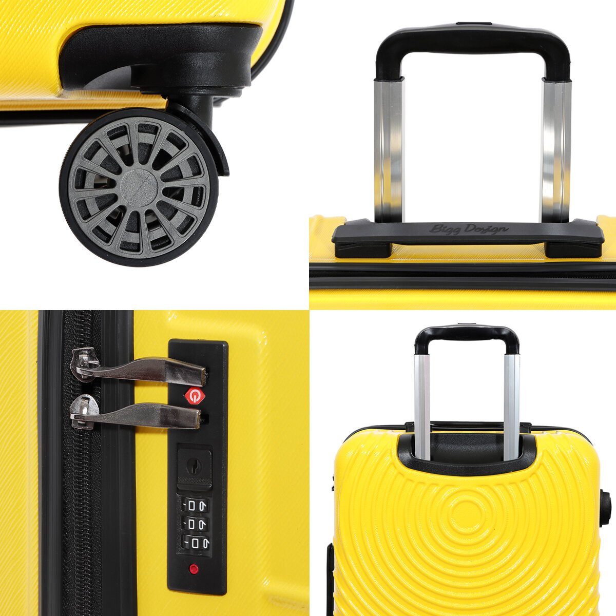 3 Set BIGGDESIGN Koffer Cats teilig Hartschale Biggdesign Gelb Kofferset Koffer