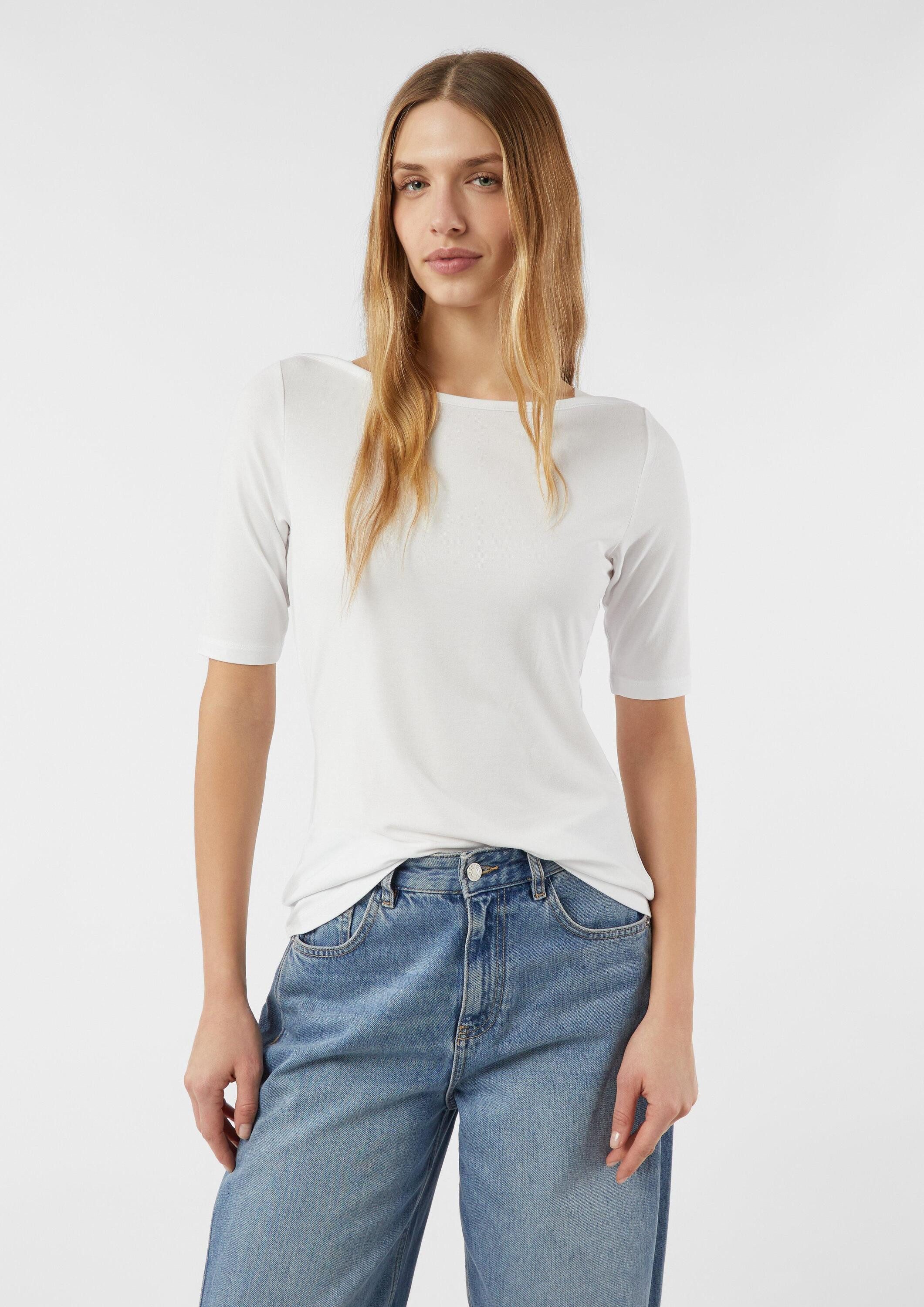 comma Kurzarmshirt T-Shirt Feminines Shirt aus Viskosejersey