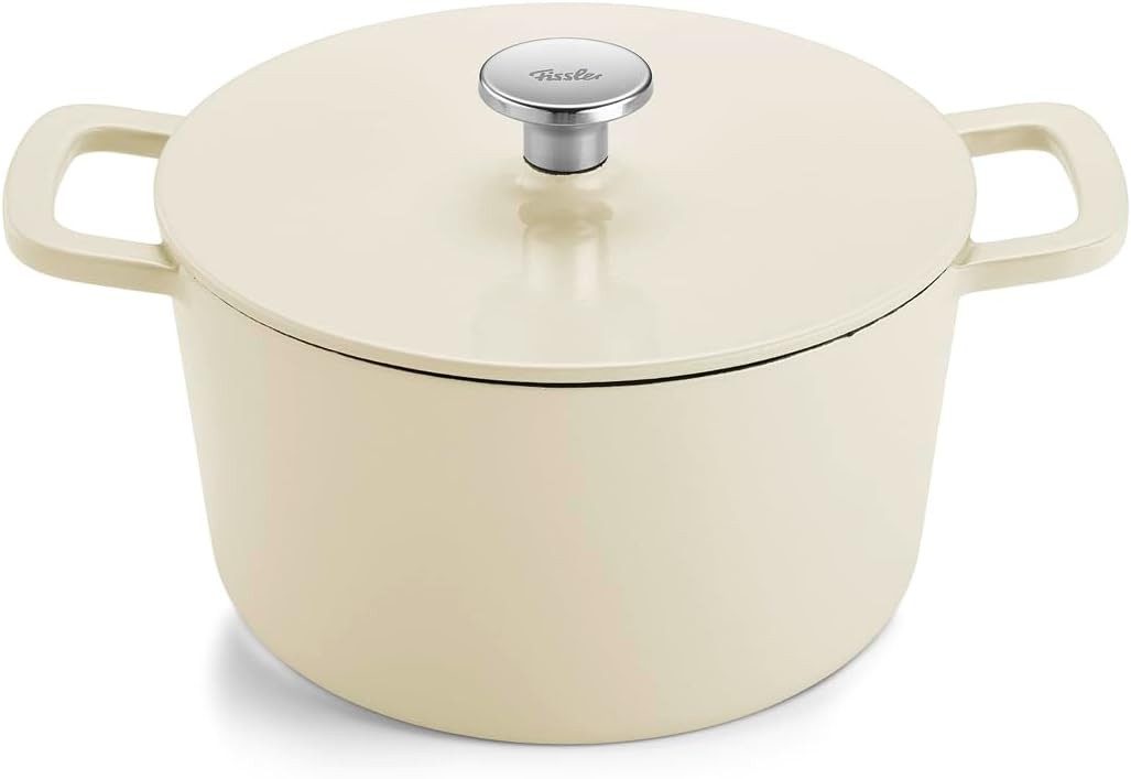 Fissler Bratentopf Fissler Emaillierter Gusseisen Bräter 24cm Elfenbeinweiß, Gusseisen