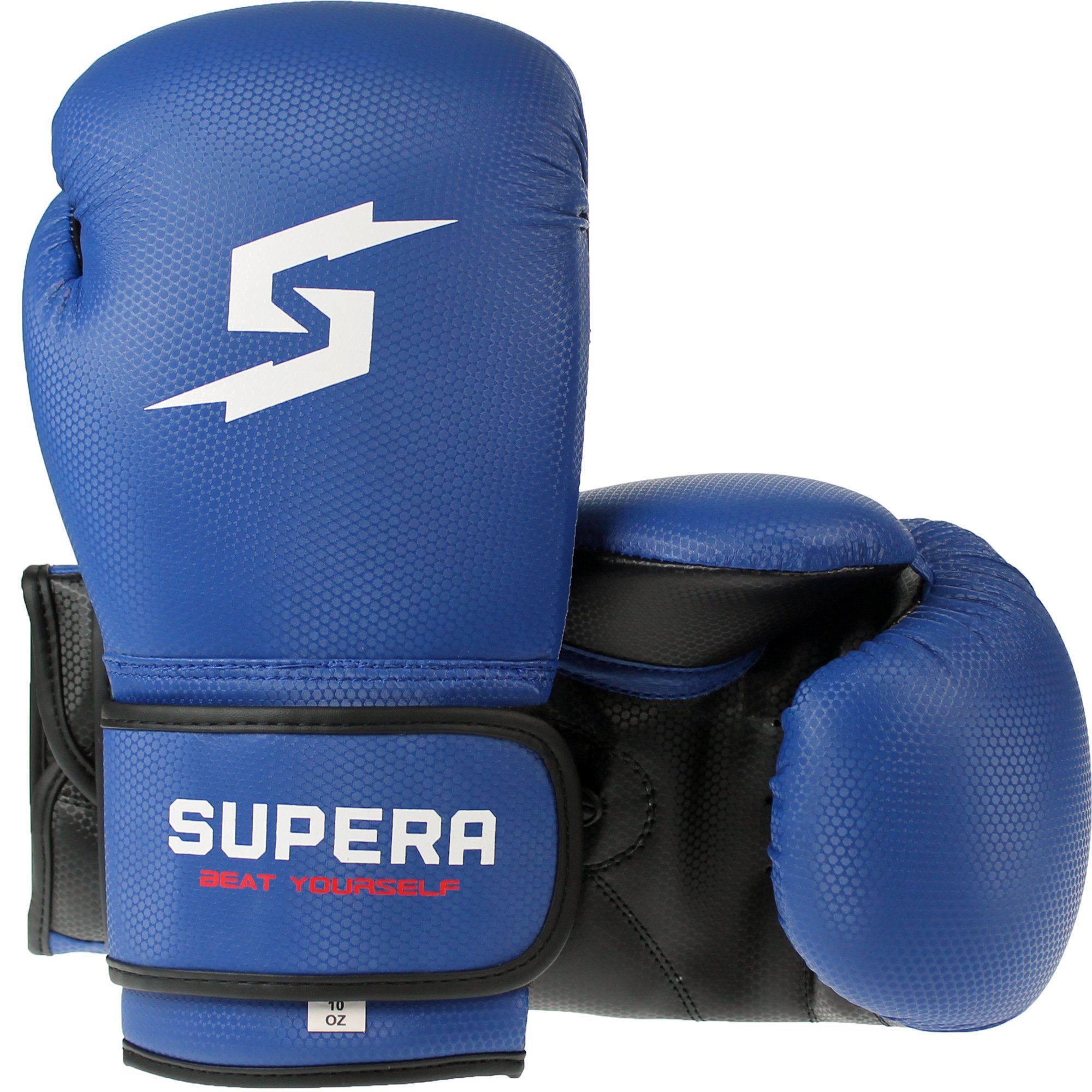 SUPERA Boxhandschuhe (Paar), Box Handschuhe Kickboxen Frauen Männer für Boxen MMA und blau 