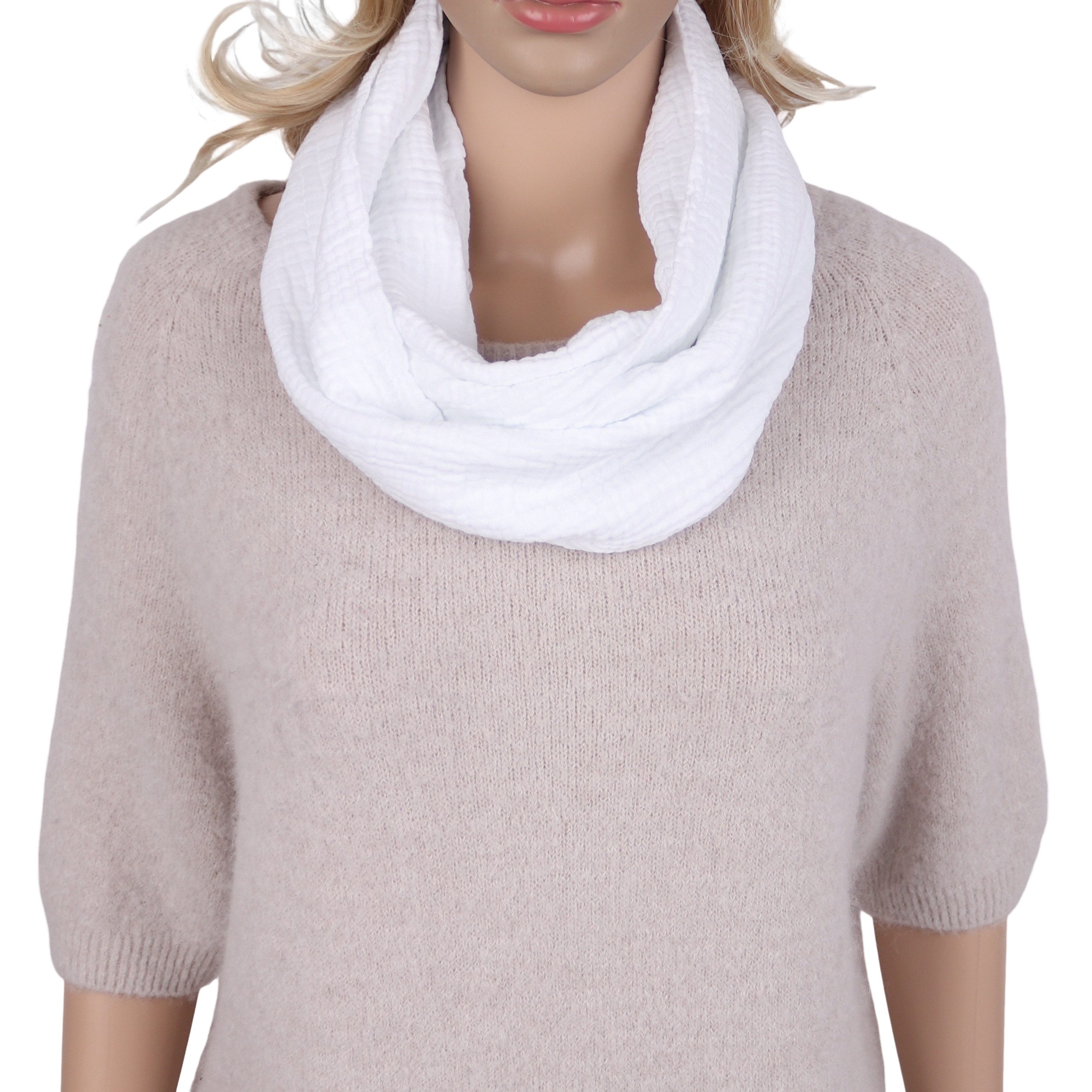 Loop Damen Schal aus Musellin, Made in Italy 70x20cm, Uni, Schlauchschal