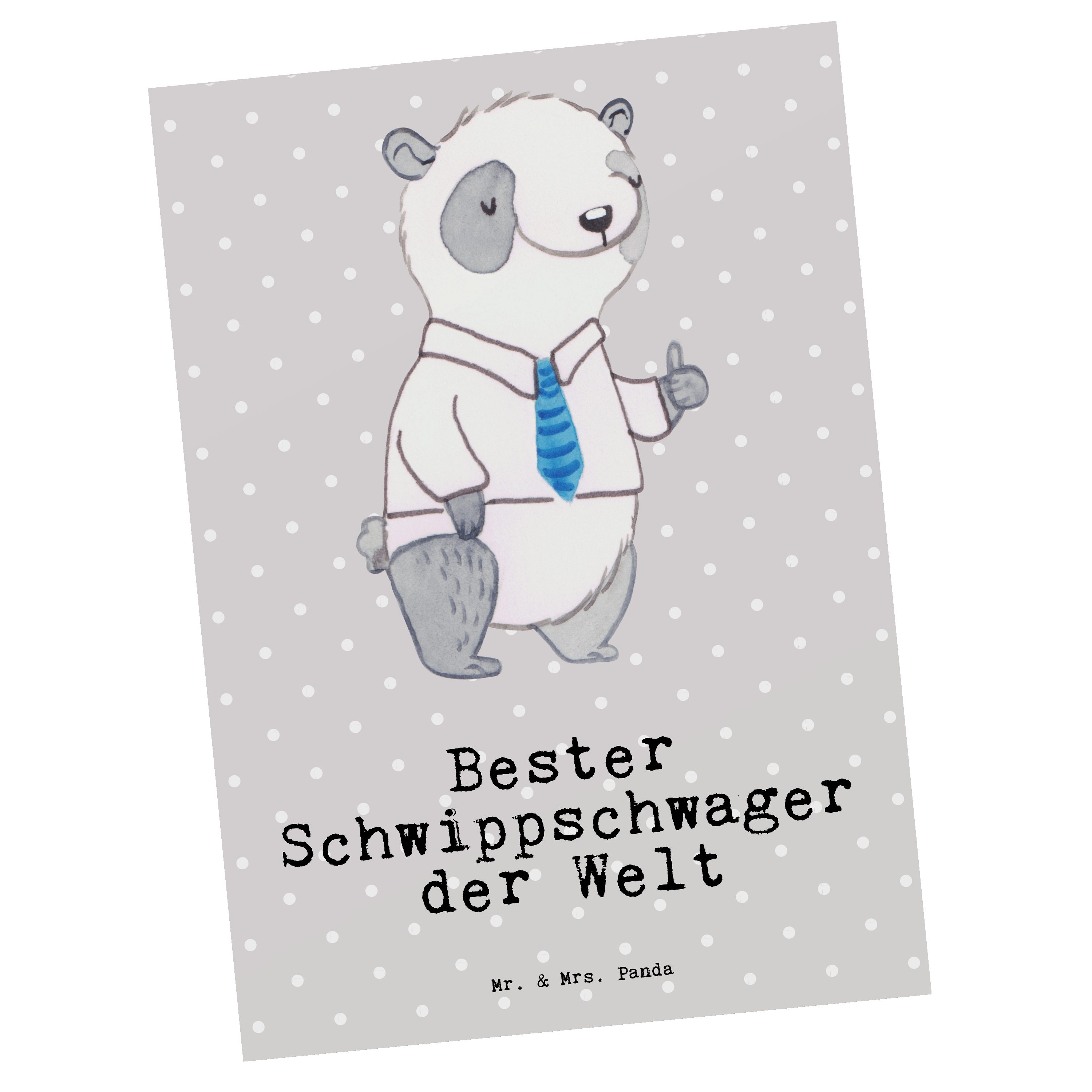 Mr. & Mrs. Panda Postkarte Panda Bester Schwippschwager der Welt - Grau Pastell - Geschenk, Gebu