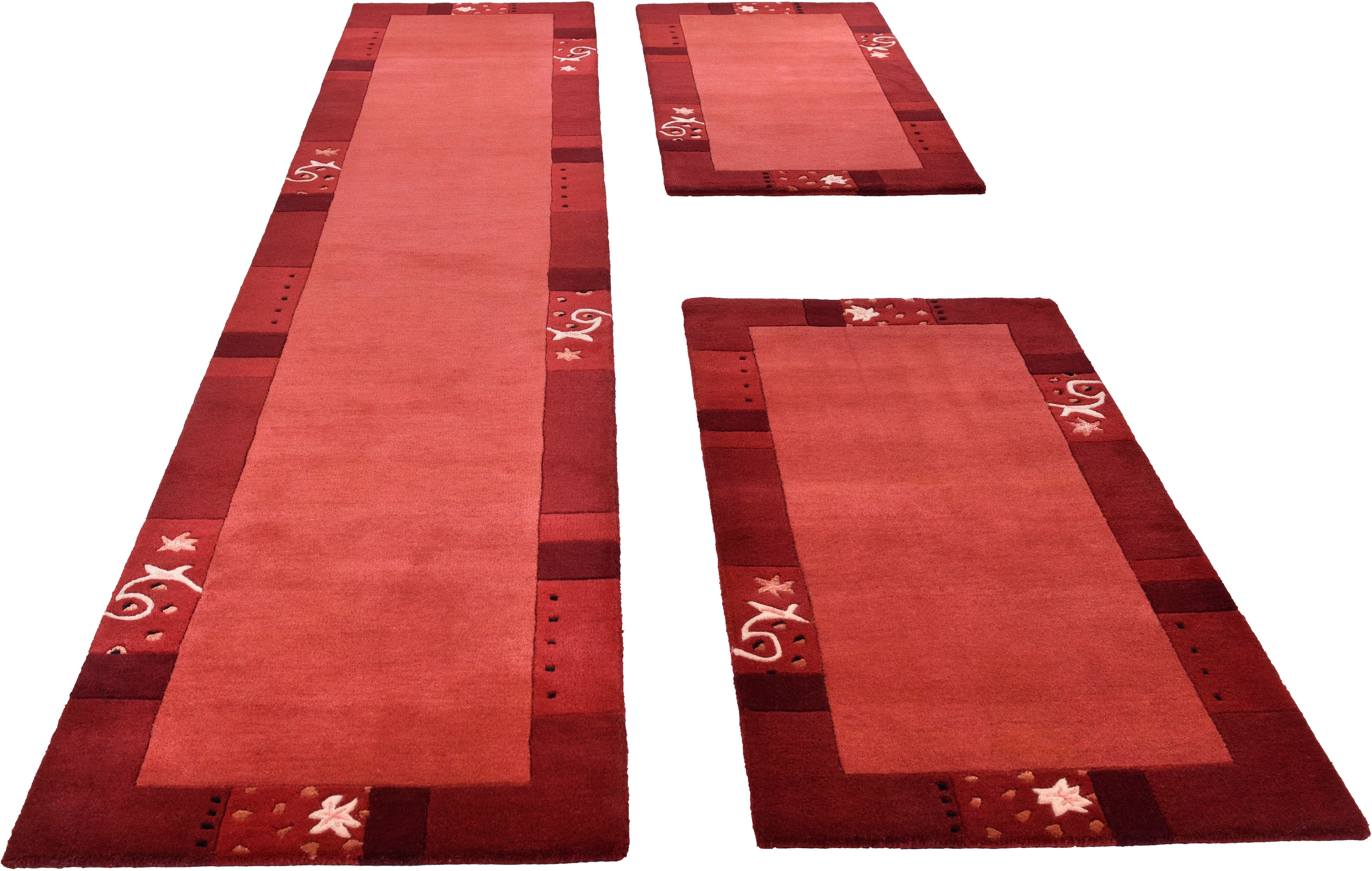 THEKO Bettumrandung Royal Ganges, Höhe 13 mm, (3-tlg), Bettvorleger, 3-teiliges Läufer-Set fürs Schlafzimmer, 100% Wolle