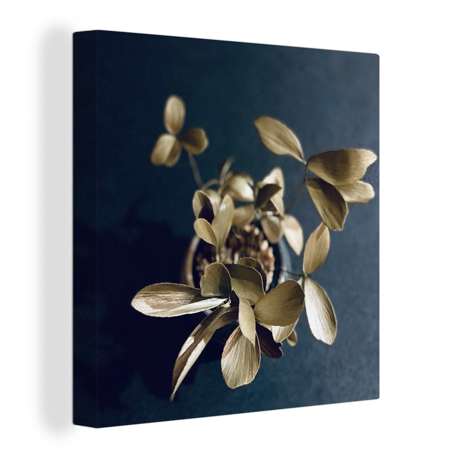OneMillionCanvasses® Leinwandbild Goldene Blume, (1 St), Leinwand Bilder für Wohnzimmer Schlafzimmer