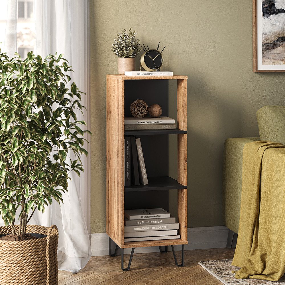 Vicco Bücherregal Amber, Eiche Wotan, 36 x 100 cm mit 3 Fächern günstig online kaufen