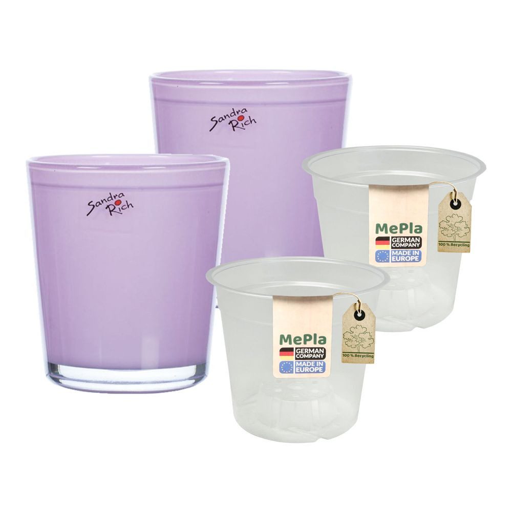 Heimwerkercenter Übertopf MePla - 2 Stück - Glas-Orchideenkübel ø 12,5 Pink + Pflanztopf 12