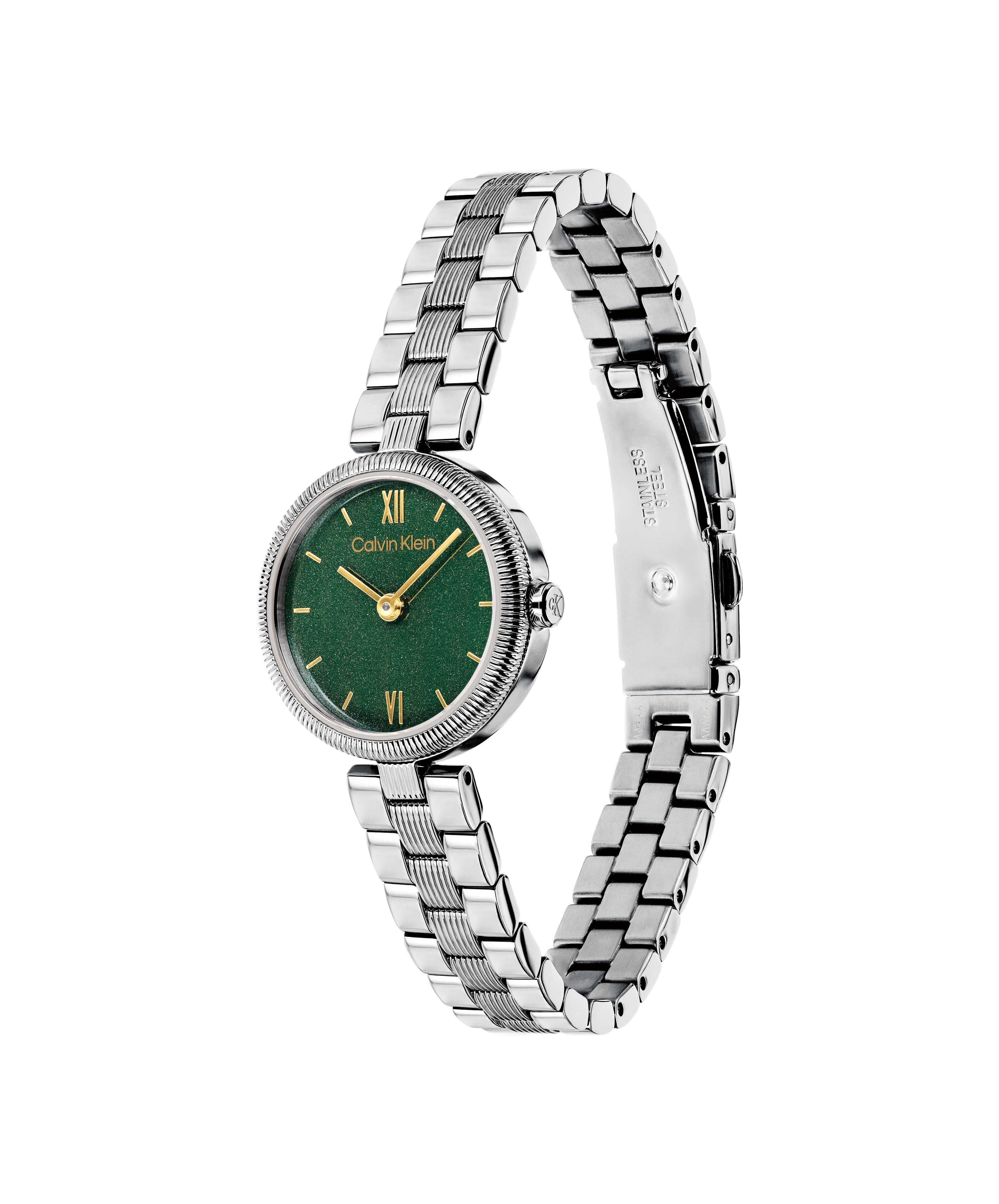 Calvin Klein Quarzuhr GLEAM 25100224, Armbanduhr, Damenuhr, Edelstahlarmband, analog