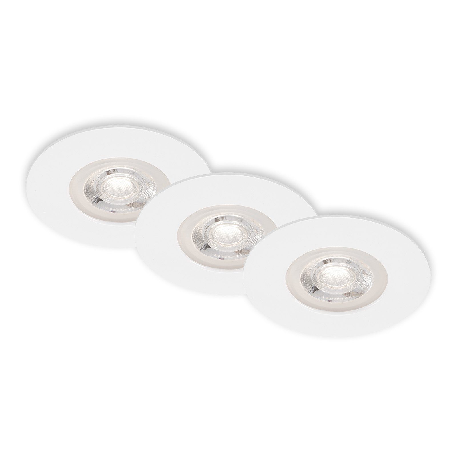 Briloner Leuchten LED Einbauleuchte 7036-036, LED fest verbaut, Warmweiß, 3er Set, weiß, ultraflach, dimmbar über Wandschalter, IP44, 6,8 cm