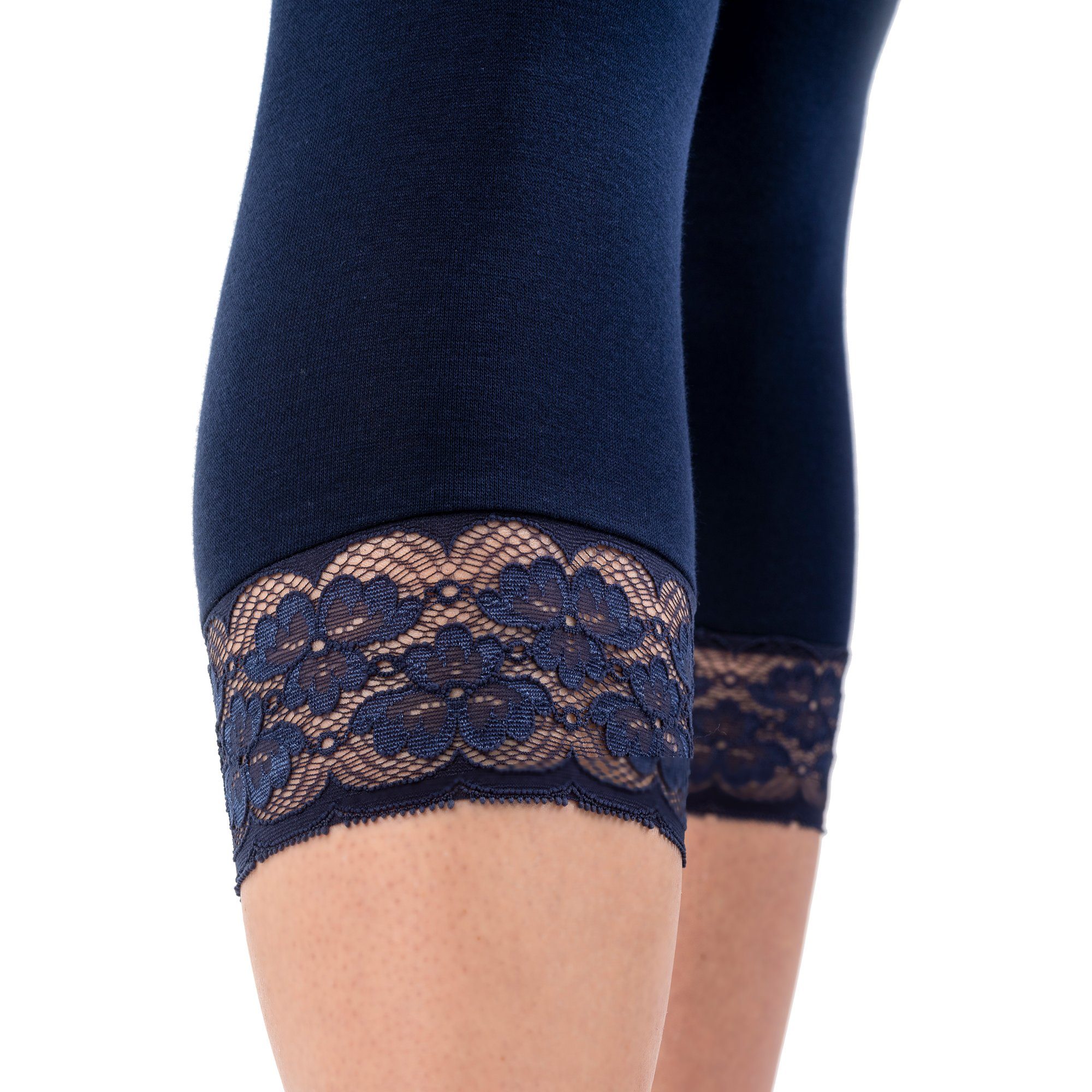HERMKO Leggings 5722 ¾ l ang mit Spitze, Bio-Baumwolle/Elastan mit Umschlag günstig online kaufen