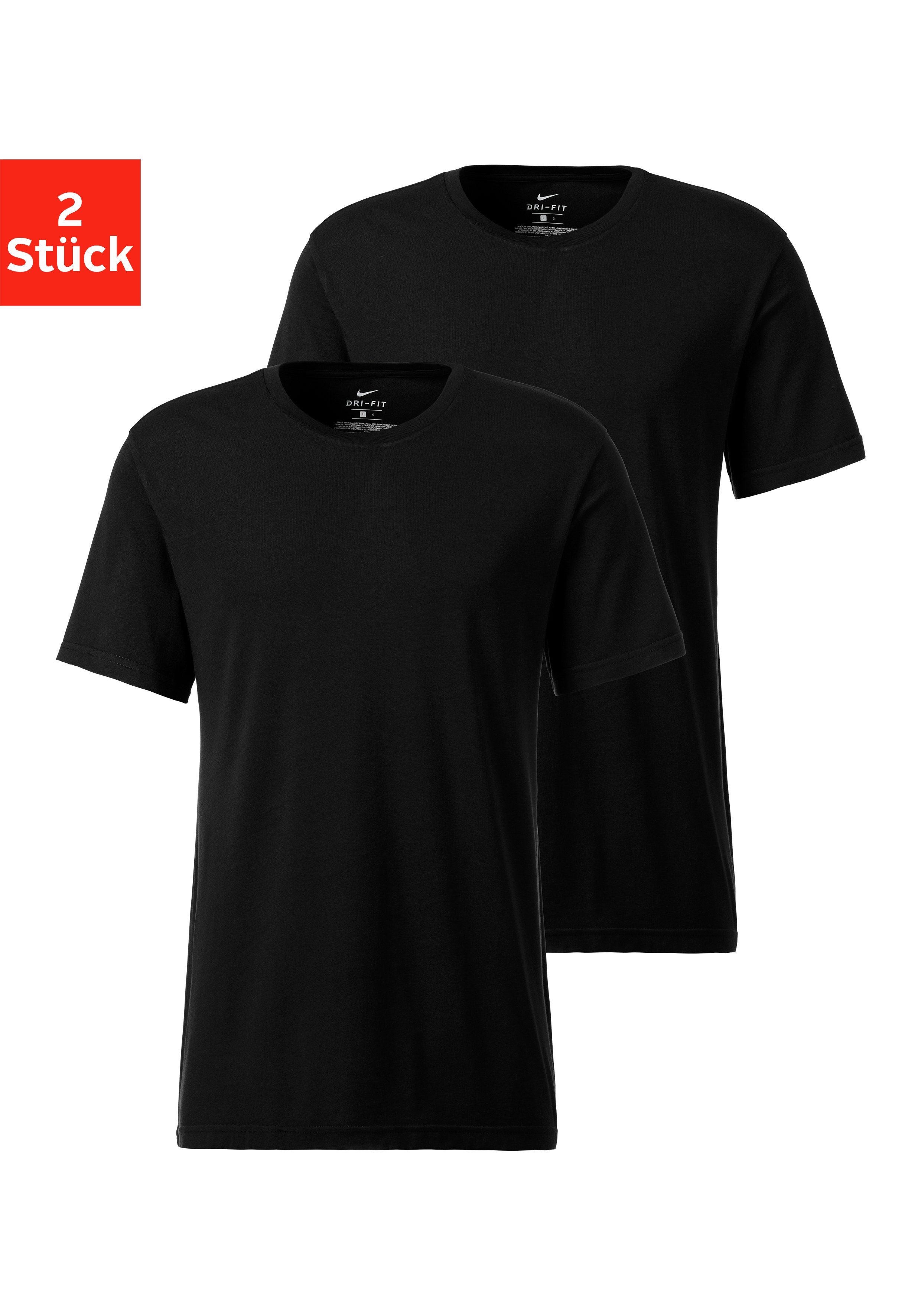NIKE Underwear Rundhalsshirt (2er-Pack) aus elastischer Qualität schwarz