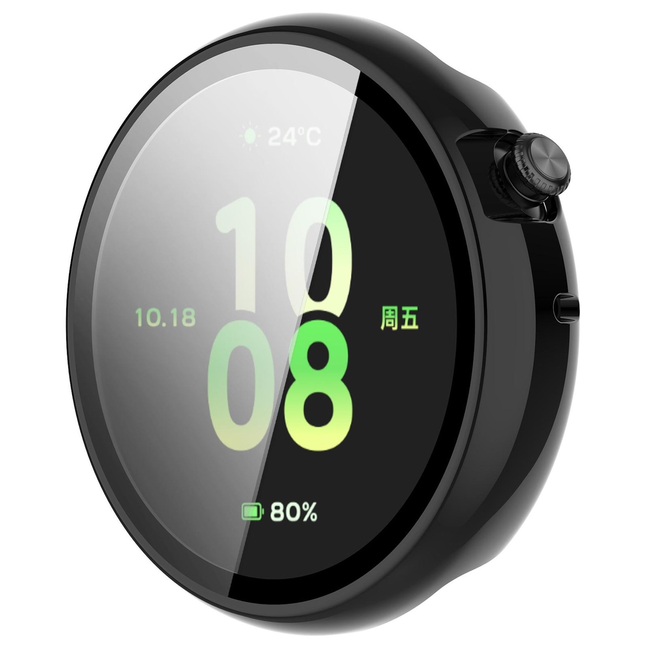 Wigento Smartwatch-Hülle + Schutzglas für Honor Watch Fit Full Cover PC Schutz Gehäuse Schwarz, Schutzhülle aus PC + Hart Glas für Rundumschutz