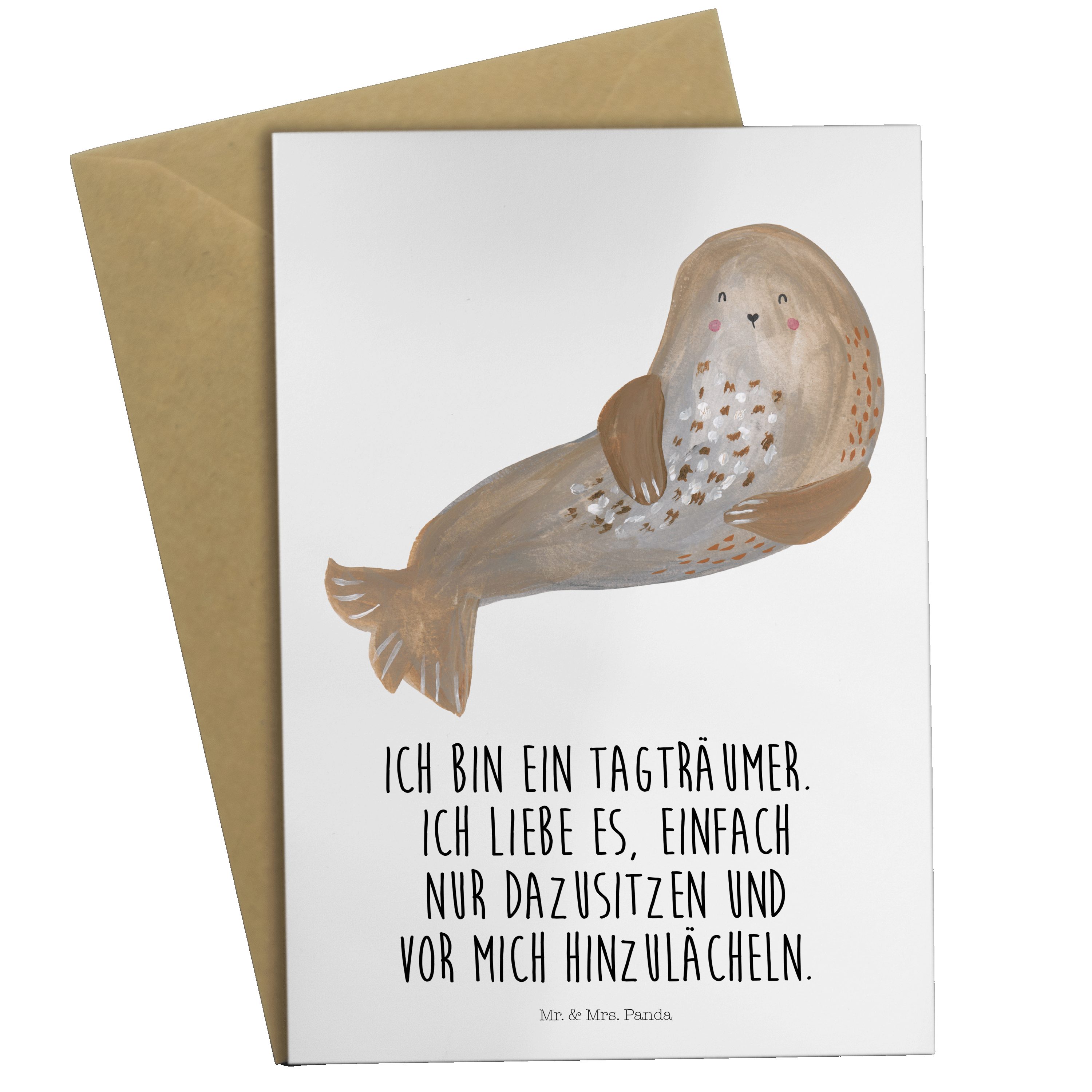 Mr. & Mrs. Panda Grußkarte »Robbe lachend Gelb Pastell