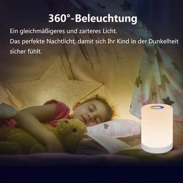 LANOR LED Nachttischlampe Nachttischlampe, Nachtlicht, LED-Lampe, Tischlampe, Hängelampe, Berührungsempfindlich mit Tragegriff, warmweiß + 7 Farben RGB