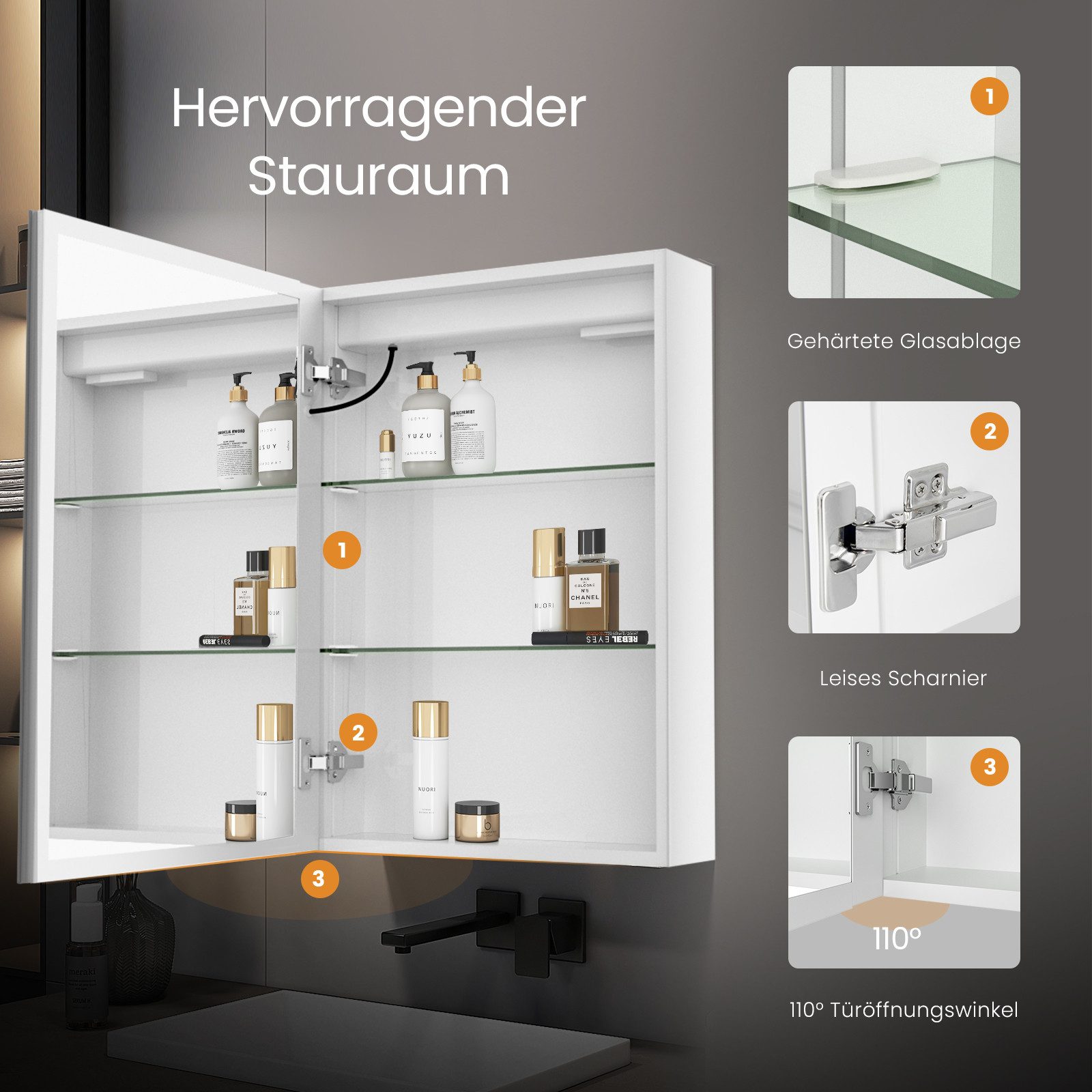 EMKE Badspiegel Spiegelschrank Bad mit LED günstig online kaufen