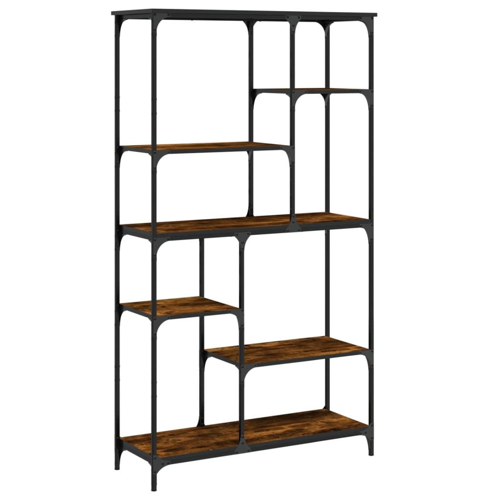 vidaXL Bücherregal Bücherregal Räuchereiche 99x35,5x176 cm Holzwerkstoff und Stahl, 1-tlg.