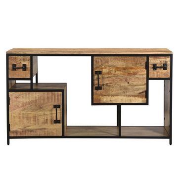 baario Sideboard Sideboard INDUSTRIAL 150cm, offen massiv Mangoholz & Eisen Design Anrichte