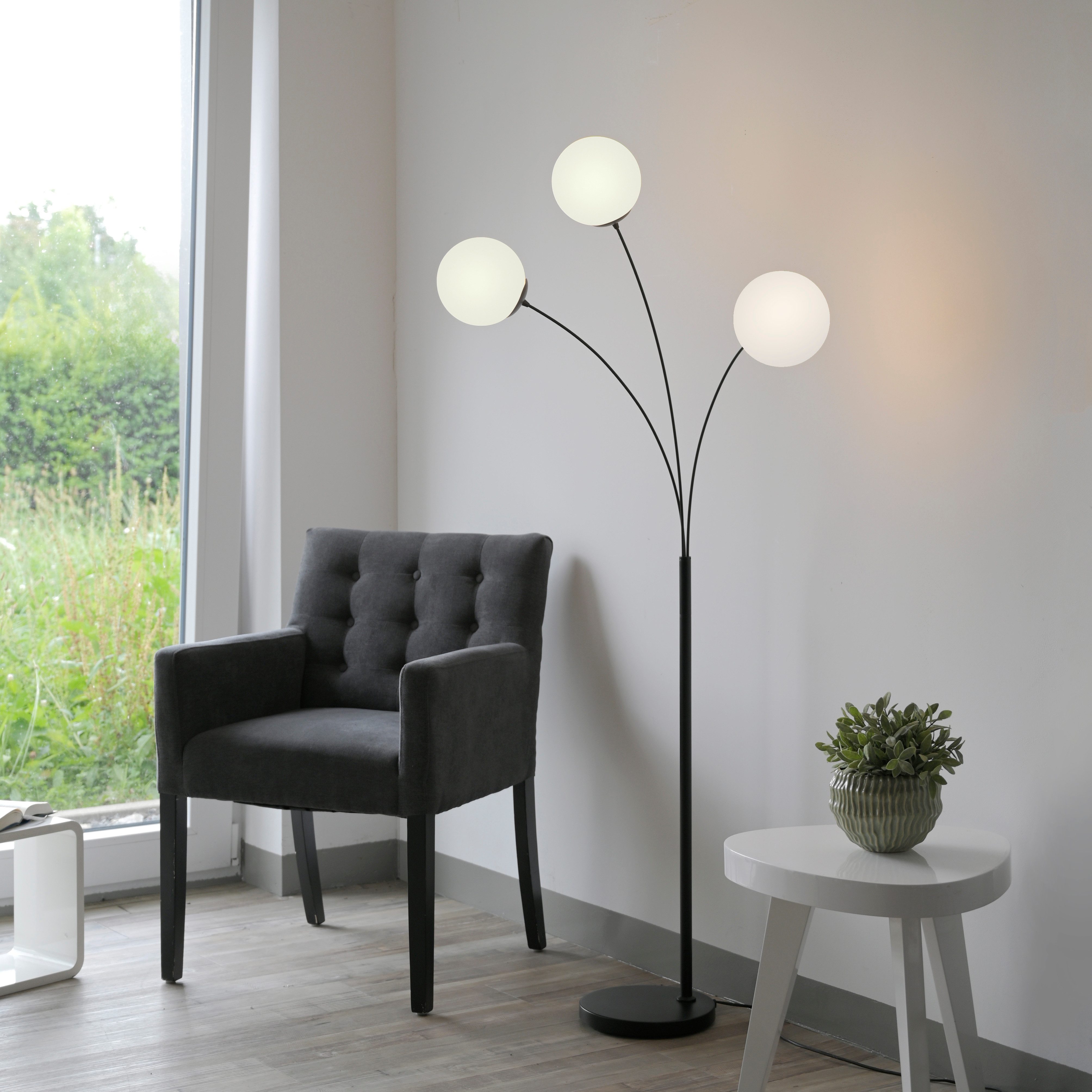 my home Stehlampe Nymölla, ohne Leuchtmittel, Stehleuchte mit großen Glasku günstig online kaufen