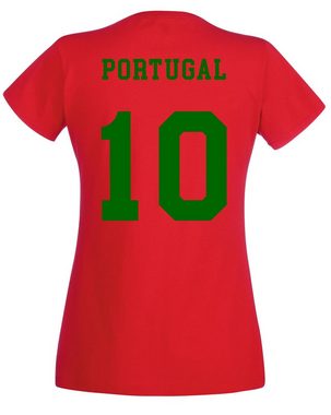 Youth Designz T-Shirt Portugal Damen T-Shirt im Fußball Trikot Look mit trendigem Motiv