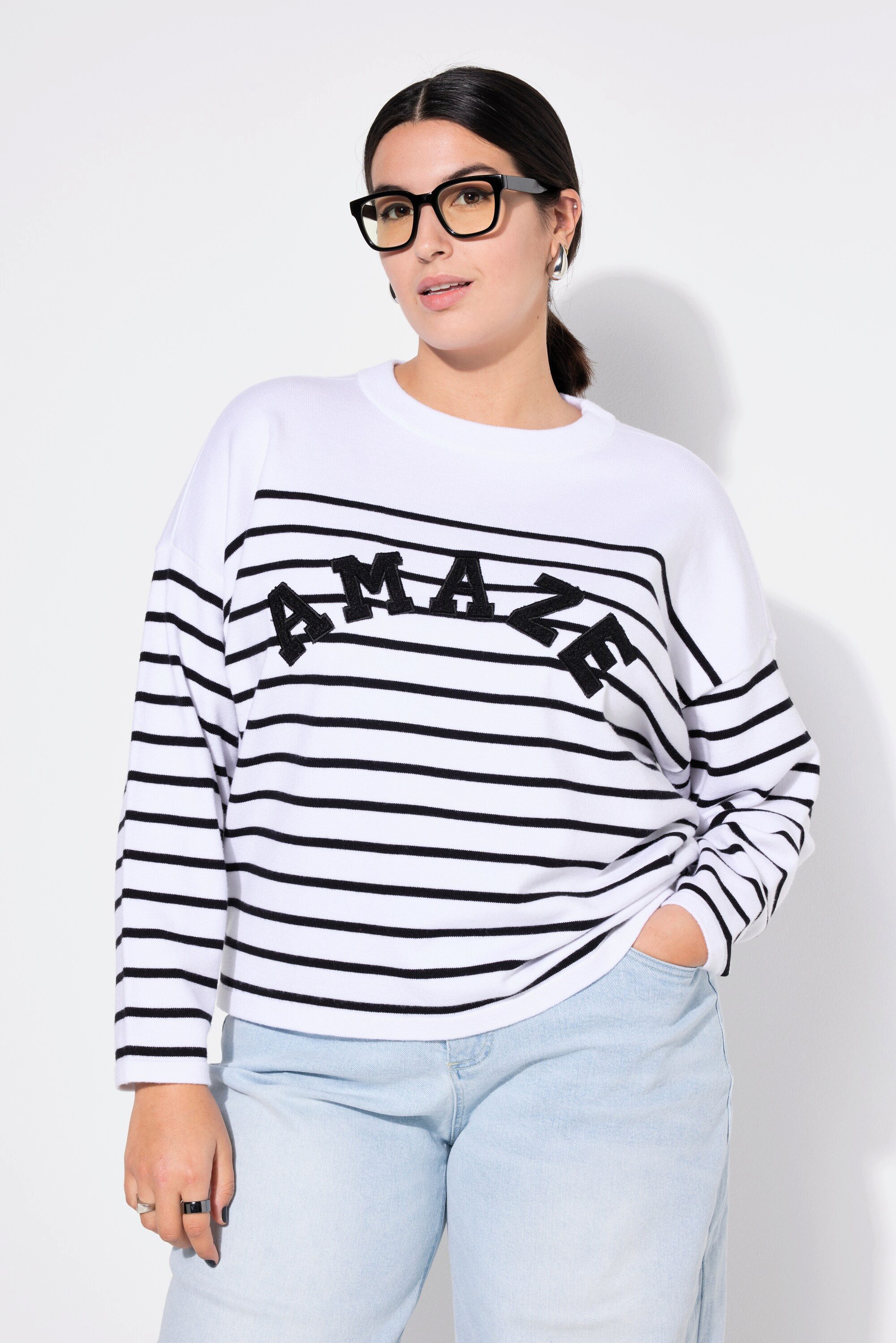 Strickpullover Pullover oversized Bretonstreifen Statement