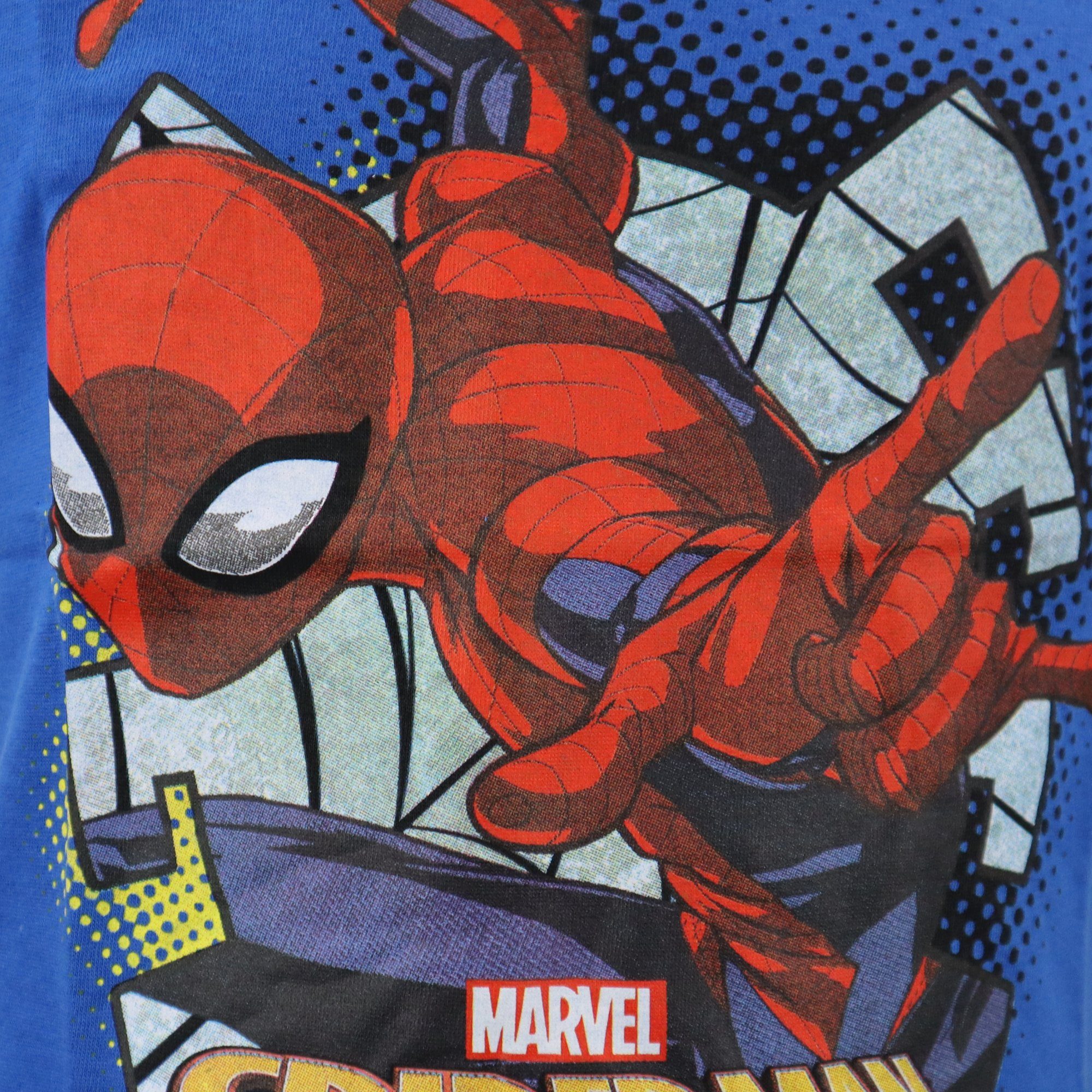 Gr. 128, Spiderman Kinder MARVEL Print-Shirt kurzarm T-Shirt bis Baumwolle Hellblau Jungen 100% Shirt 98