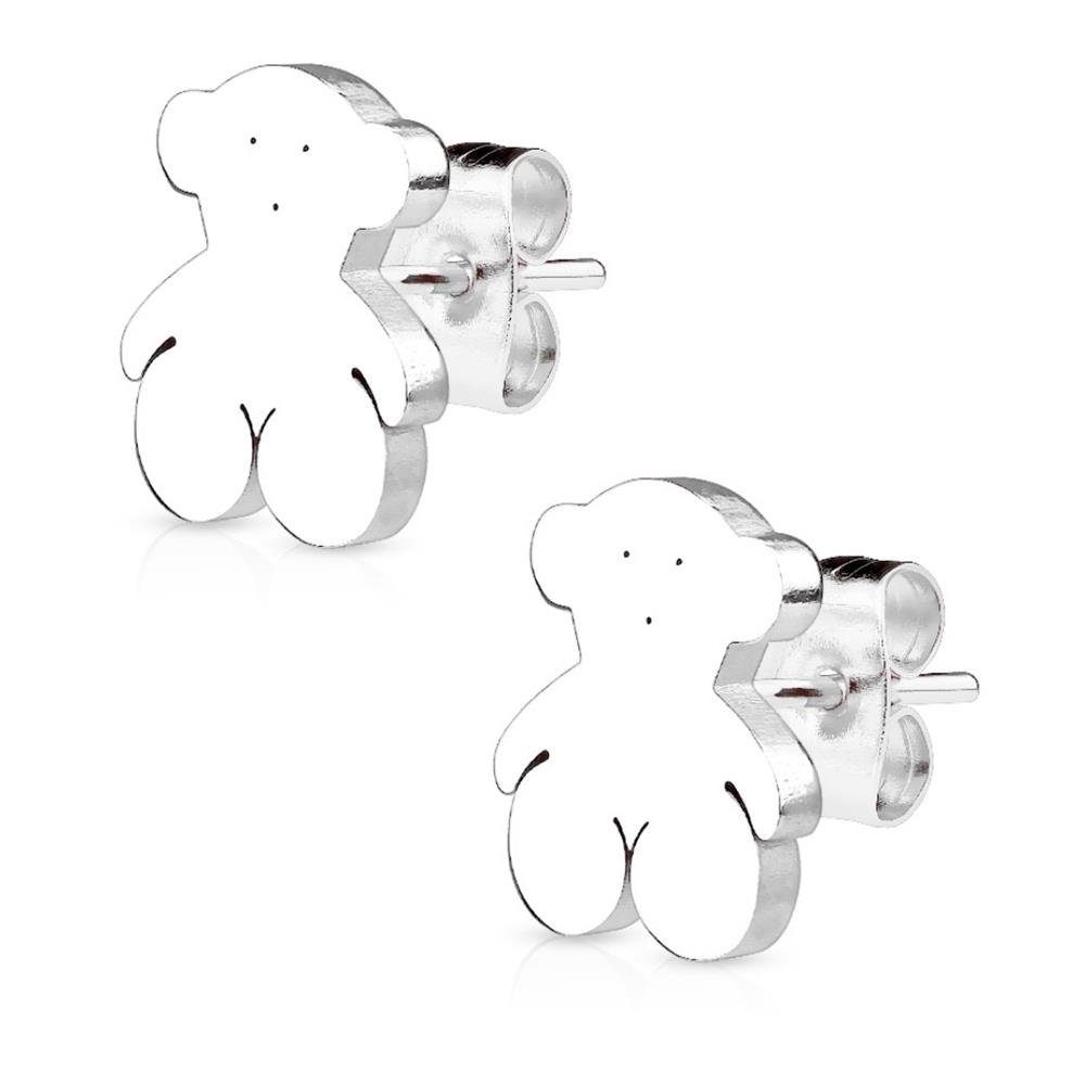 BUNGSA Ohrring-Set Ohrstecker Teddybär Silber aus Edelstahl Damen (1 Paar (2 Stück), 2-tlg), Ohrschmuck Ohrringe