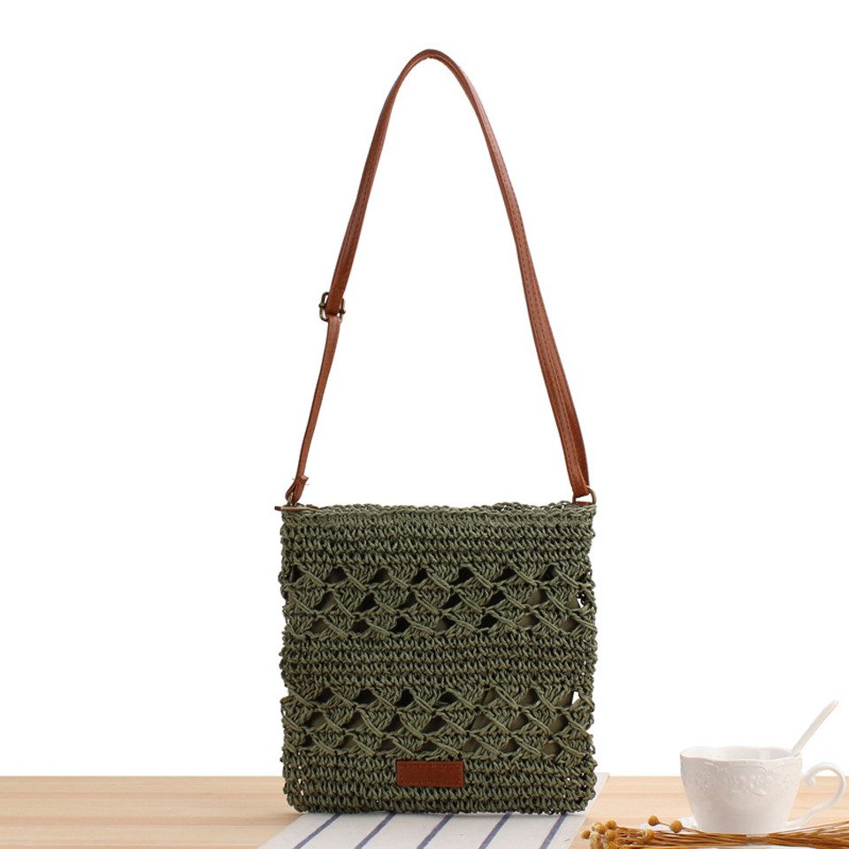 Zaewry Umhängetasche Schultertasche Sommerliche Strohtasche für Damen, kleine Strandtasche, mit Reißverschluss und verstellbarem Riemen