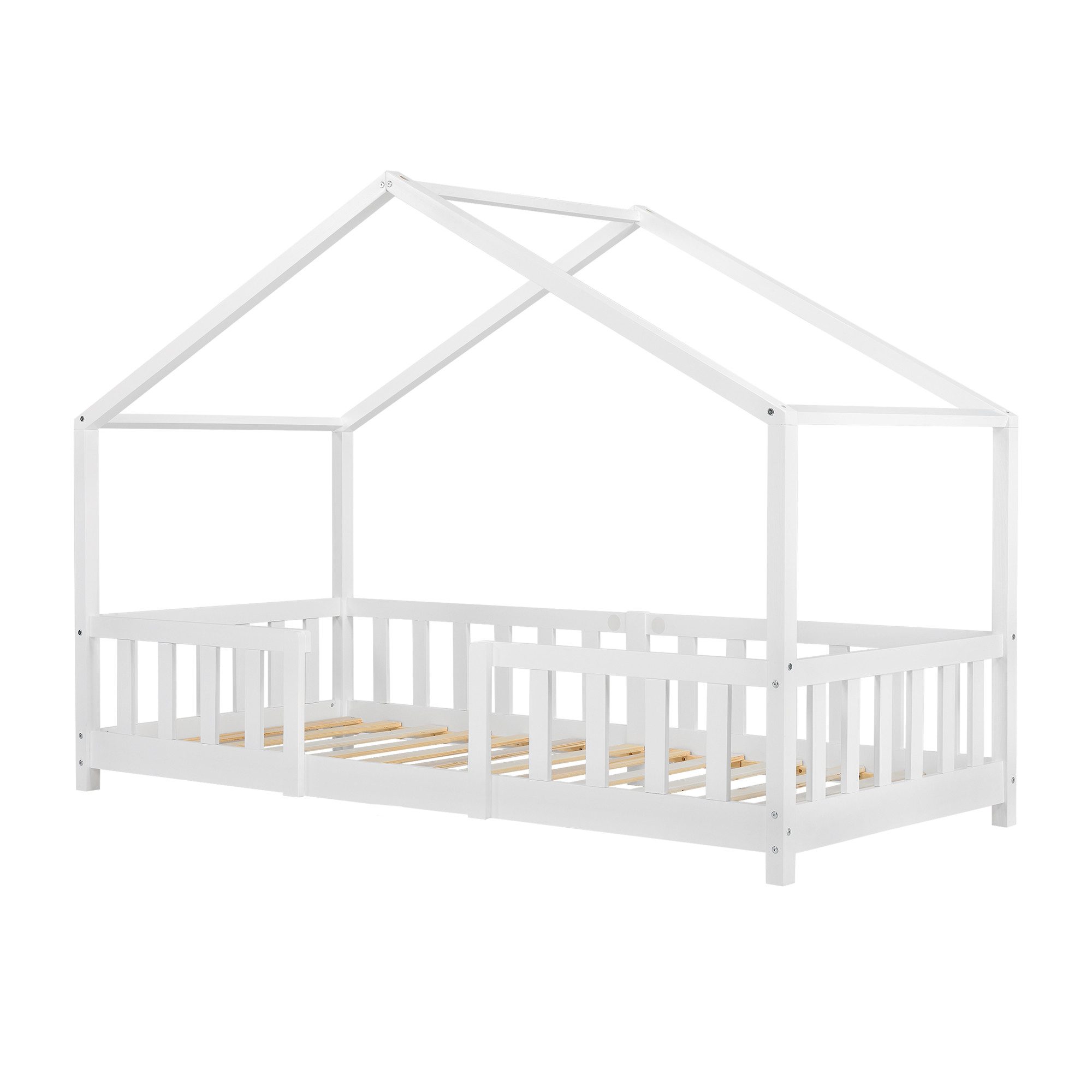 en.casa Kinderbett, »Treviolo« Haus-Optik Montessori 80x160 cm Weiß