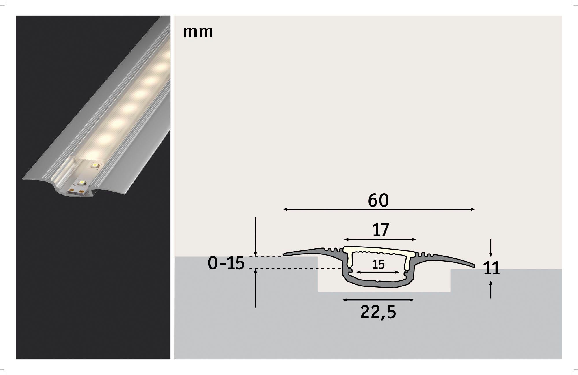 Paulmann LED-Streifen mit Step Profil 100cm Diffusor Alu eloxiert