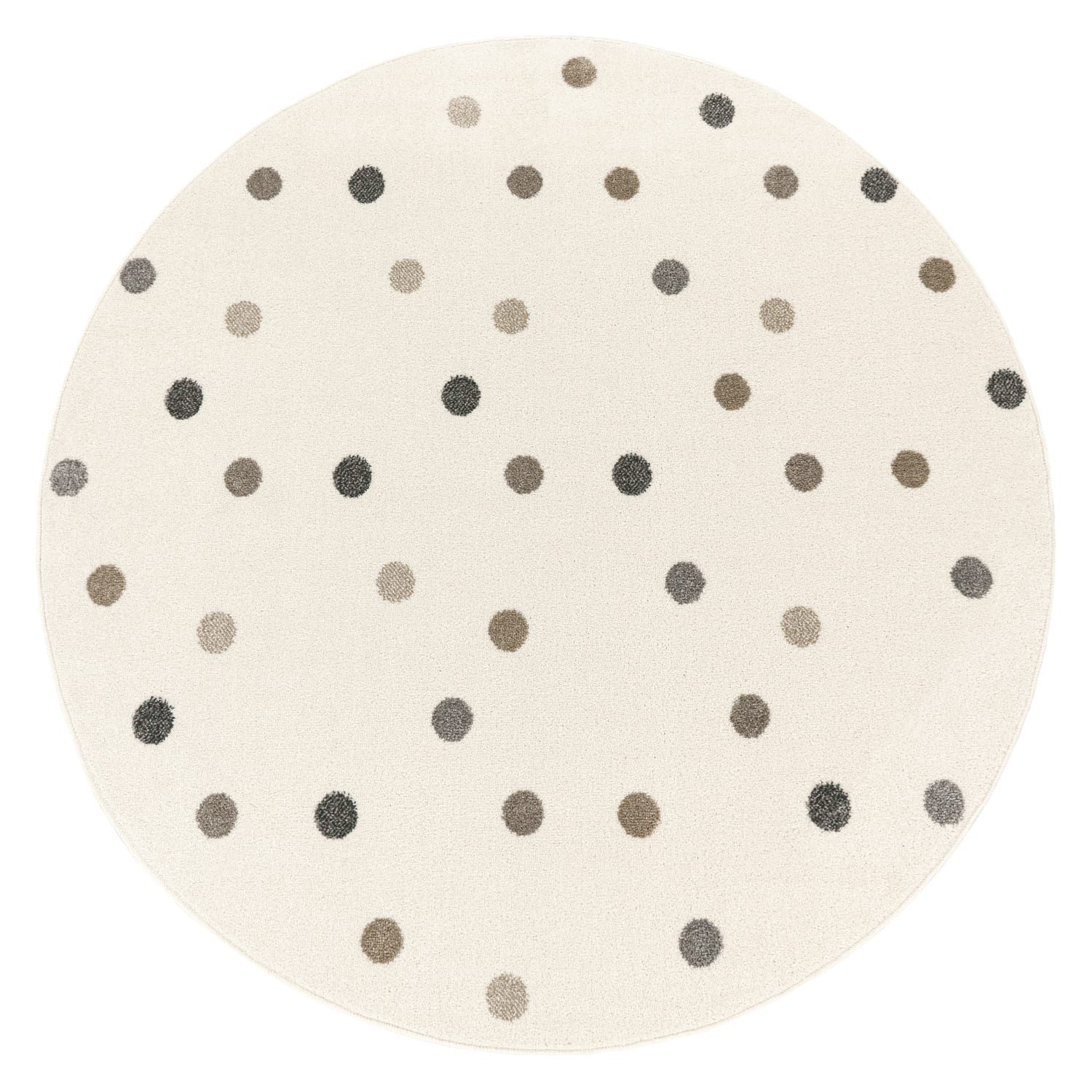 KADIMA DESIGN Kinderteppich Punkte Kinderzimmer schmutzabweisend Teppich Kinder, Rund, Höhe: 13 mm, Florhöhe: 9 mm, Polypropylen, Rund, 200D, Beige